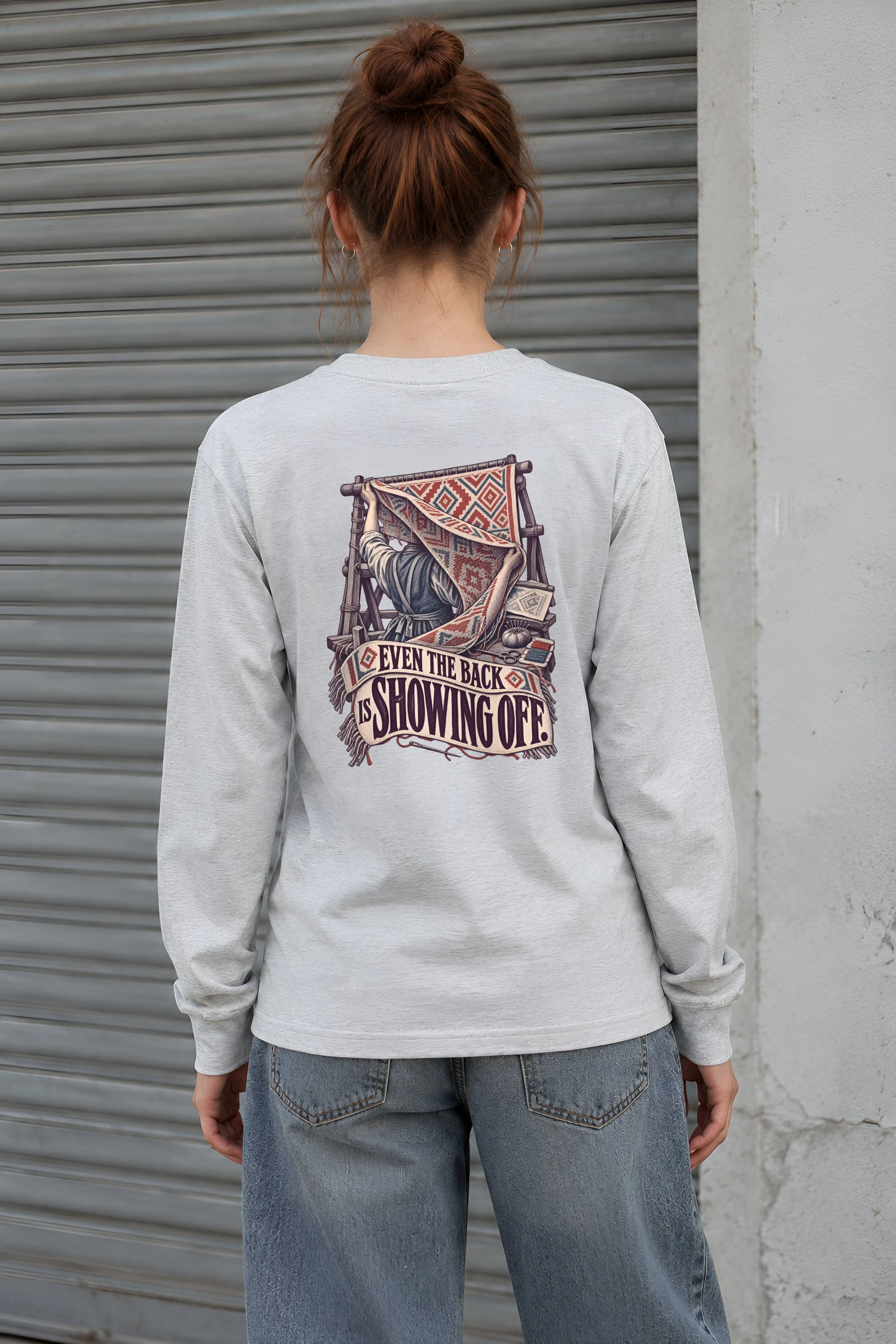 "Even the Back Is Showing Off" Unisex Longsleeve T-shirt