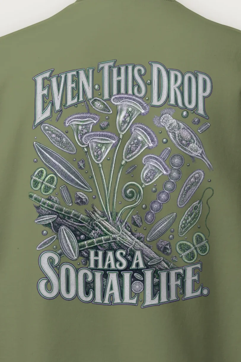 "Even This Drop Has a Social Life" Heavy Blend Unisex Crewneck Sweatshirt - the graphic up close