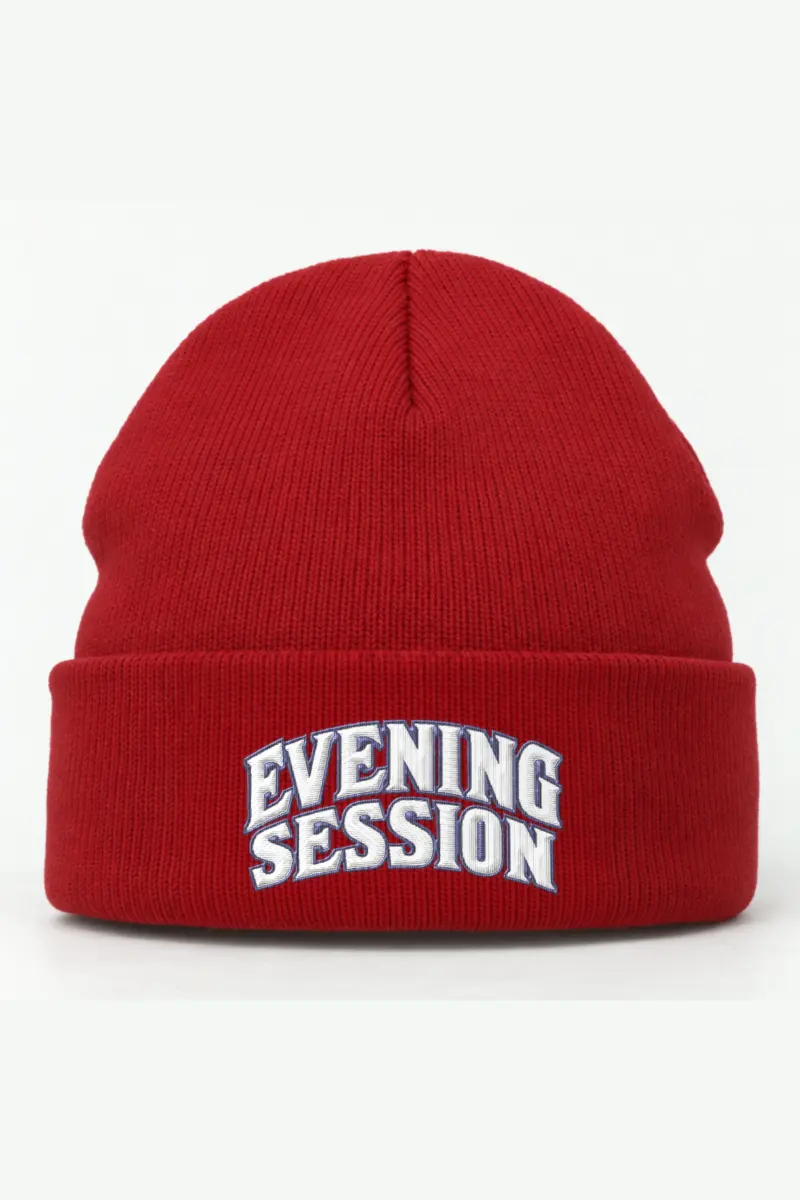 “Evening Session” Cuffed Beanie · Embroidered