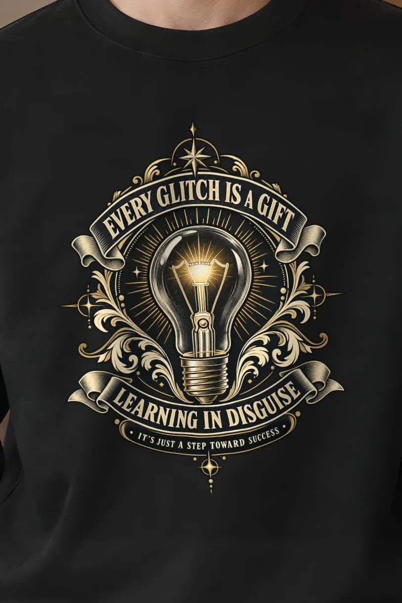 "Every Glitch Is A Gift" 1 Crewneck Sweatshirt - the graphic up close