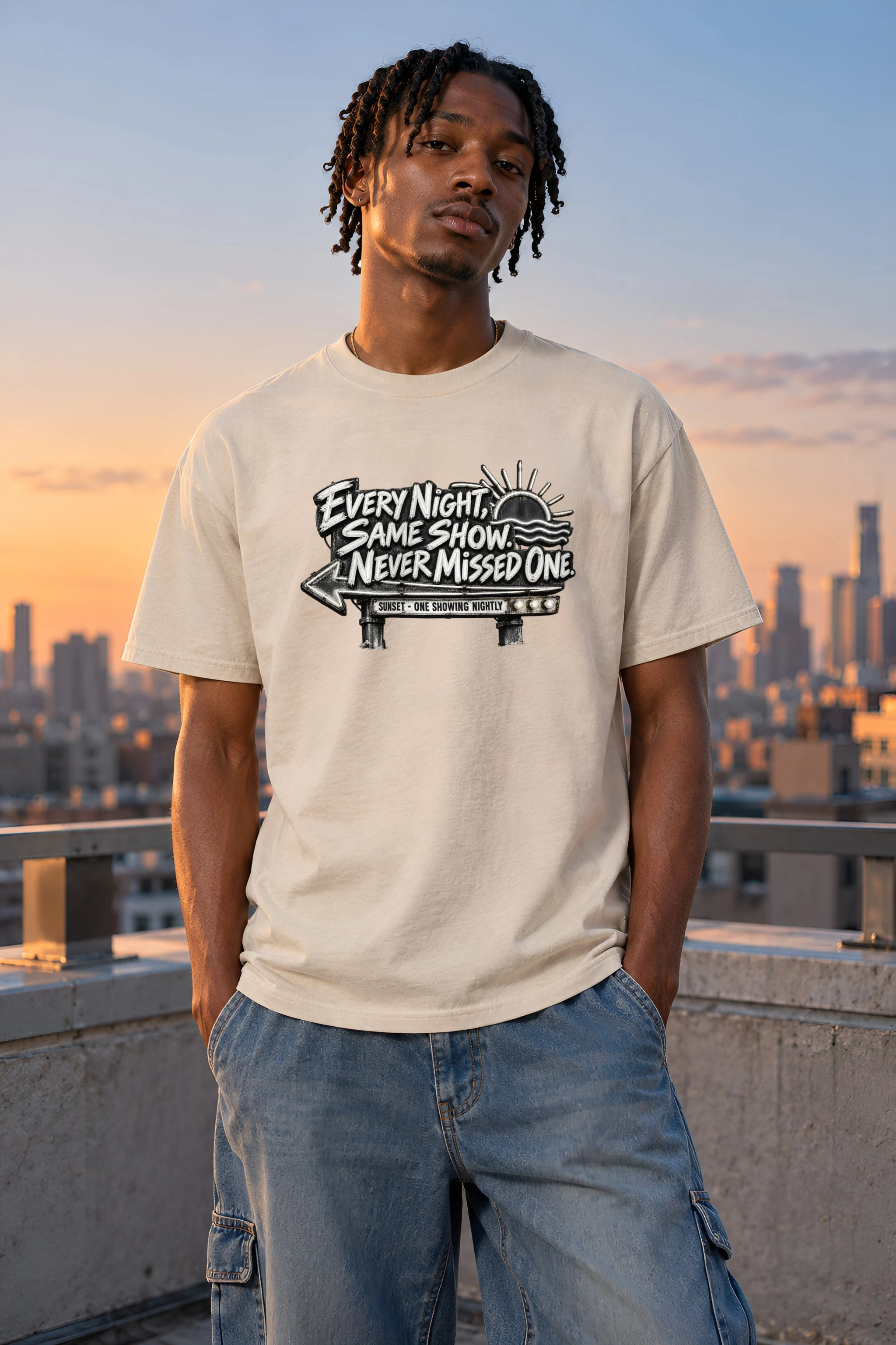 "Every Night, Same Show" Heavyweight Unisex Crewneck T-shirt