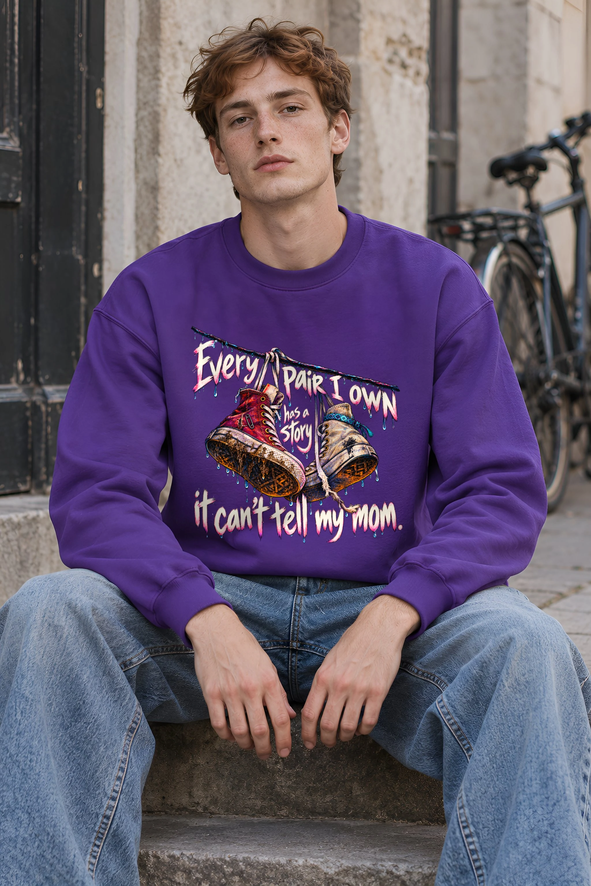 "Every Pair I Own Has a Story" Unisex Crewneck Sweatshirt