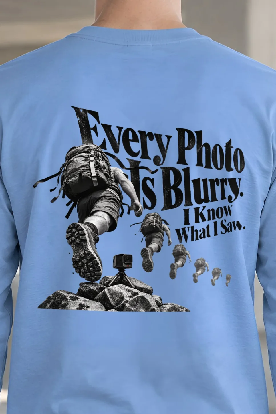 "Every Photo Is Blurry" Unisex Longsleeve T-shirt - the graphic up close