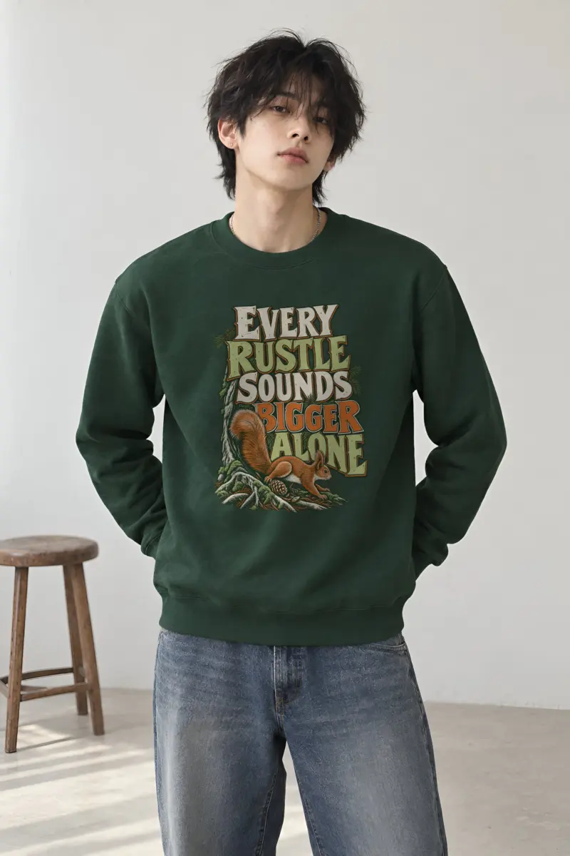 "Every Rustle Sounds Bigger Alone" Heavy Blend Unisex Crewneck Sweatshirt
