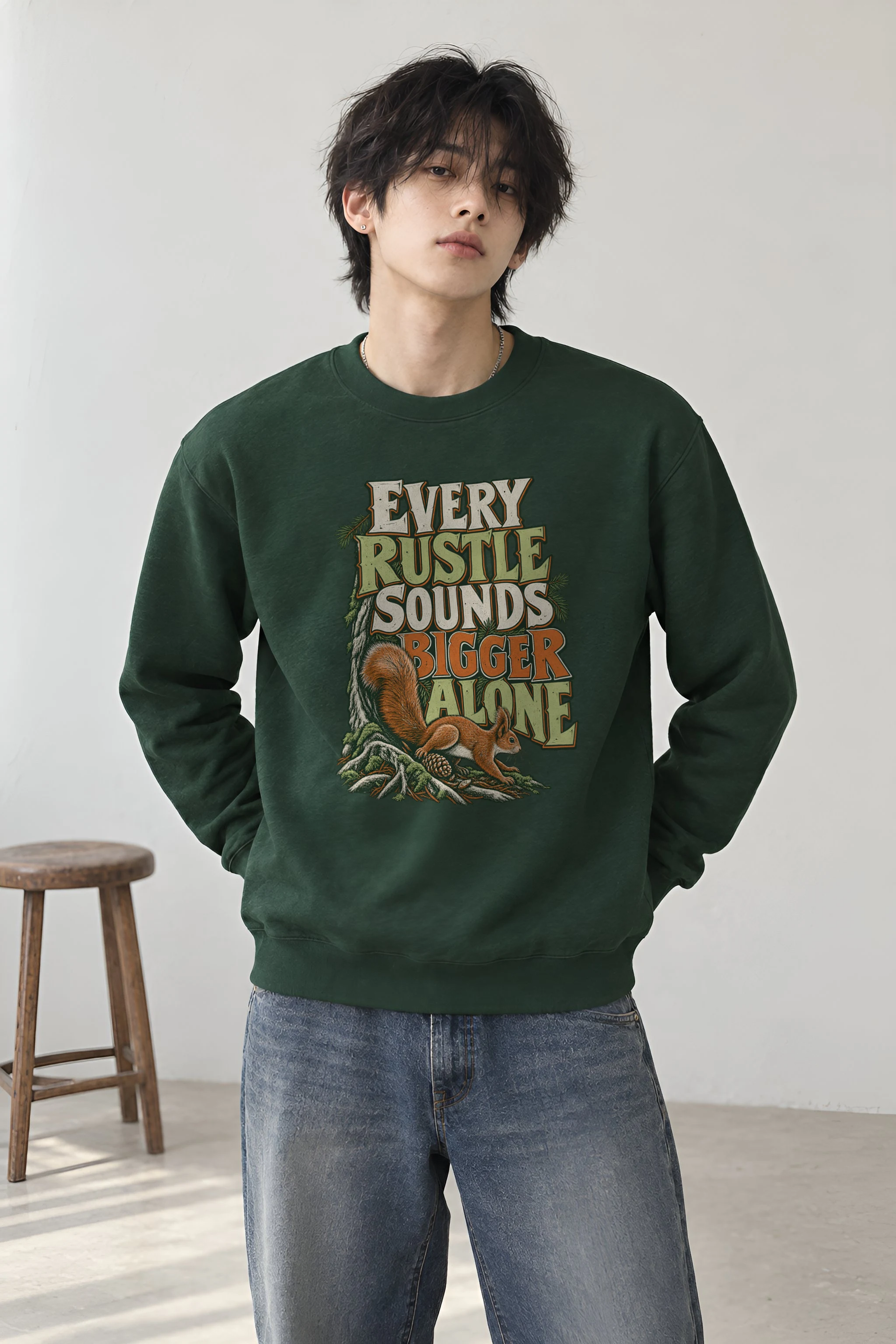 "Every Rustle Sounds Bigger Alone" Heavy Blend Unisex Crewneck Sweatshirt