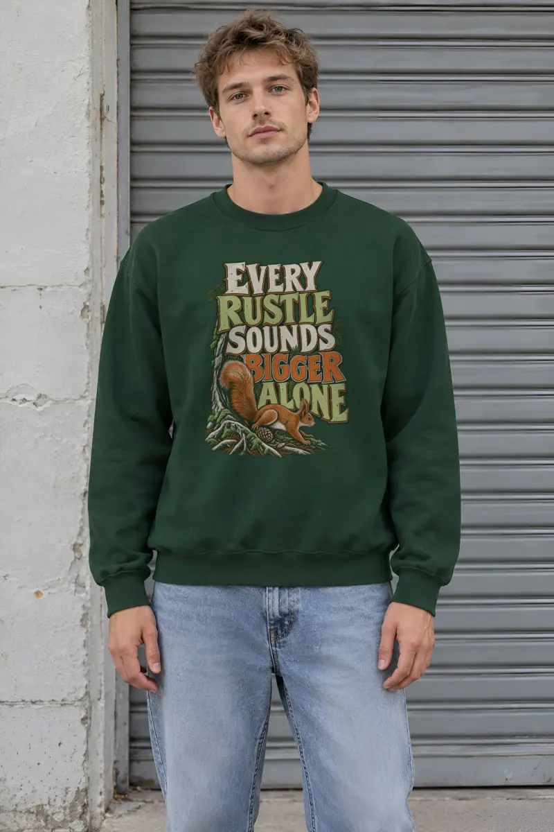 "Every Rustle Sounds Bigger Alone" Heavy Blend Unisex Crewneck Sweatshirt