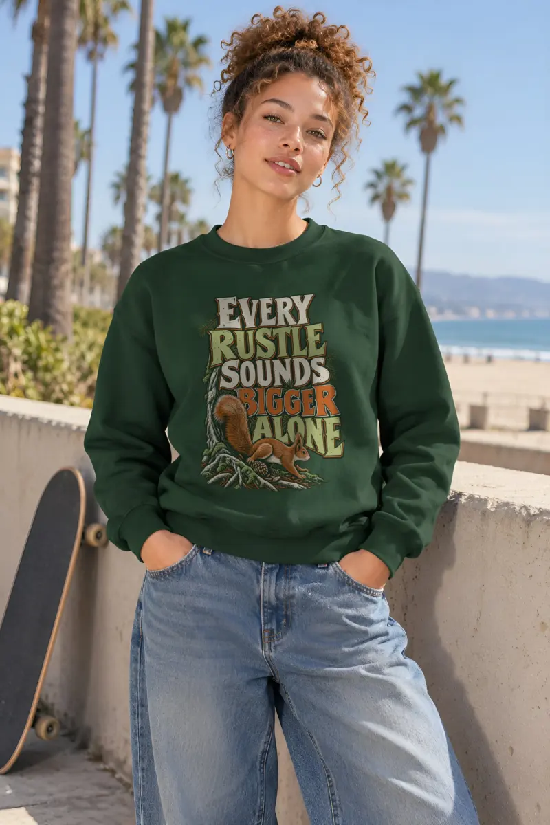"Every Rustle Sounds Bigger Alone" Heavy Blend Unisex Crewneck Sweatshirt