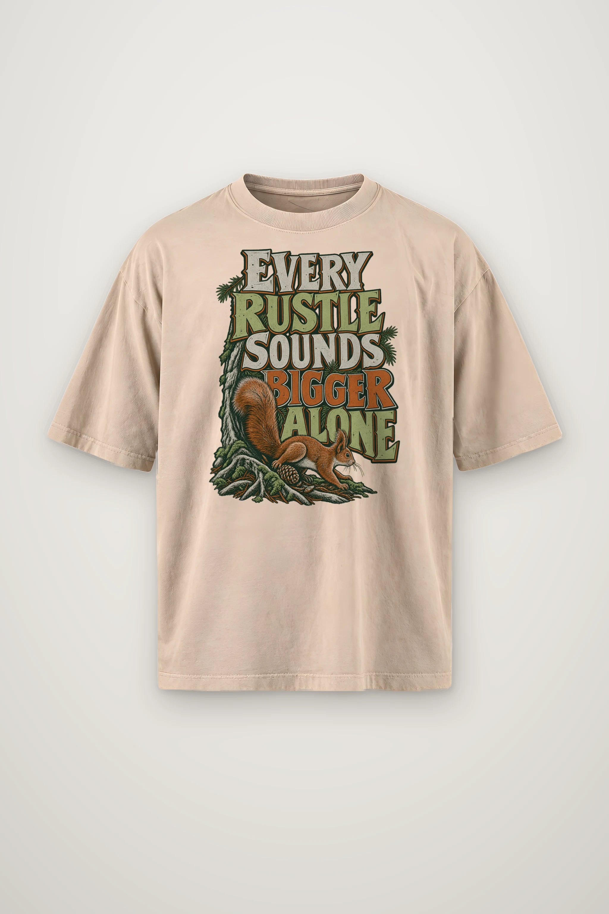 "Every Rustle Sounds Bigger Alone" Men's Oversized Heavyweight Crewneck T-Shirt