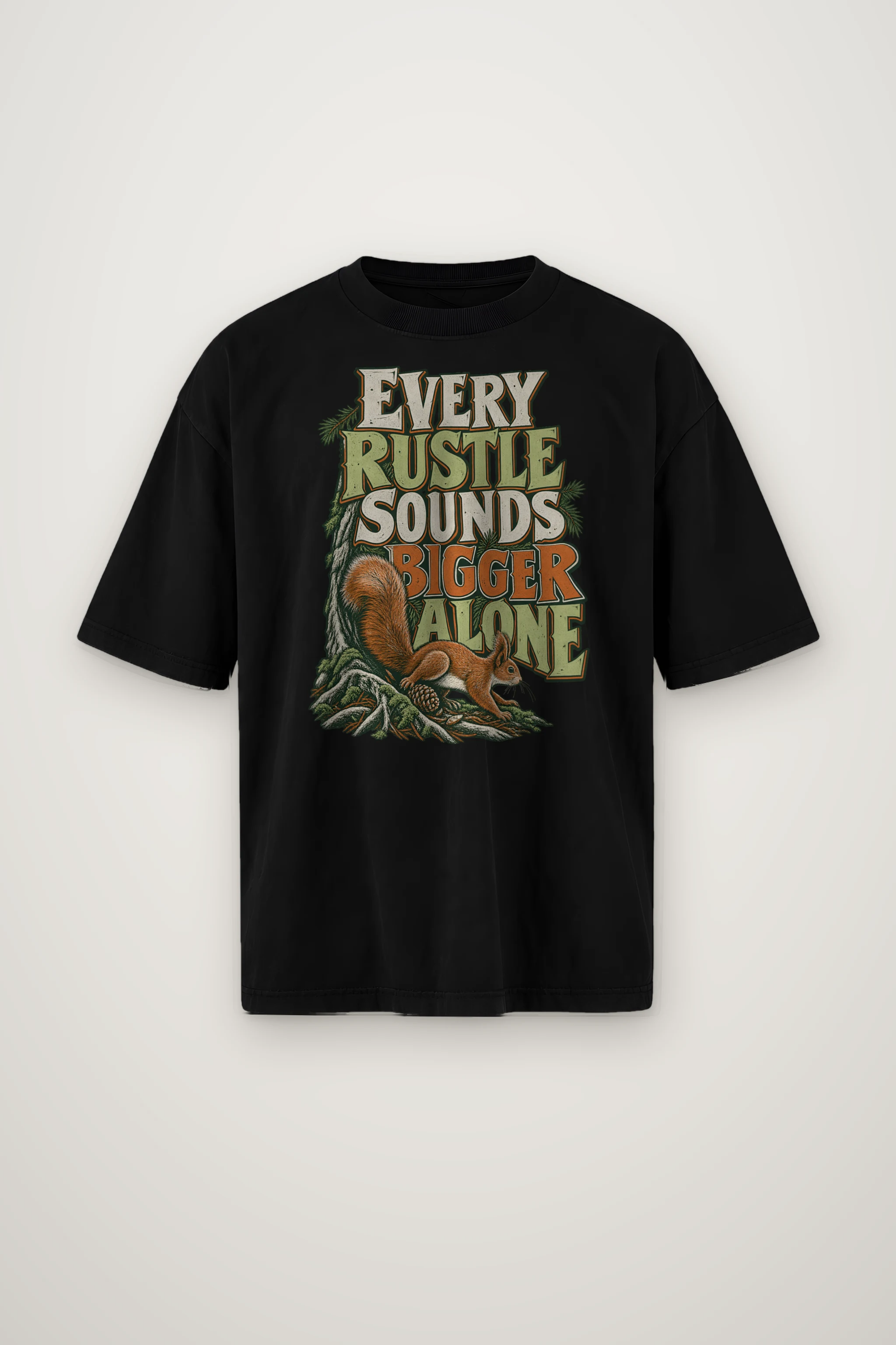 "Every Rustle Sounds Bigger Alone" Men's Oversized Heavyweight Crewneck T-Shirt