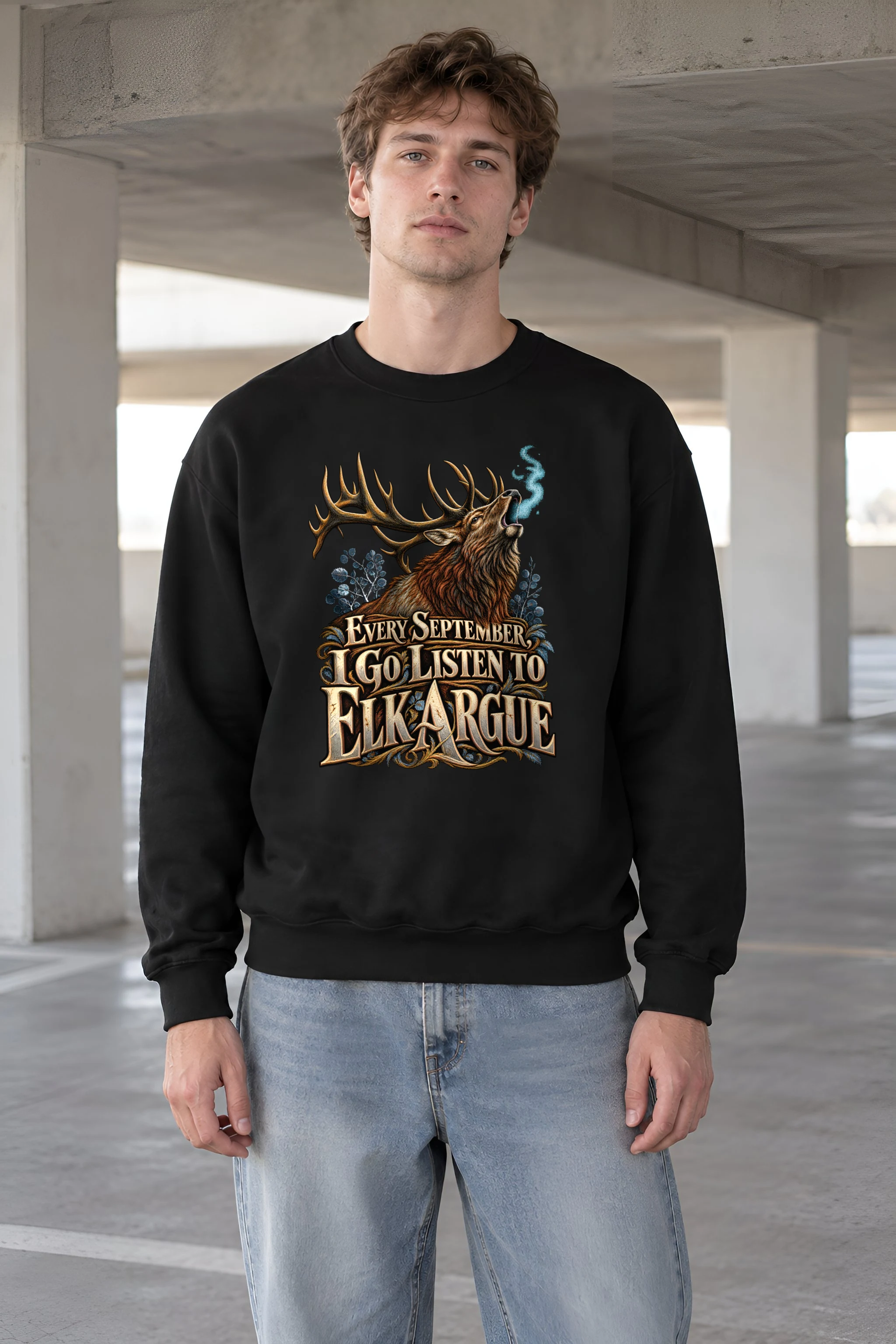 "Every September Elk Argue" 1 Crewneck Sweatshirt