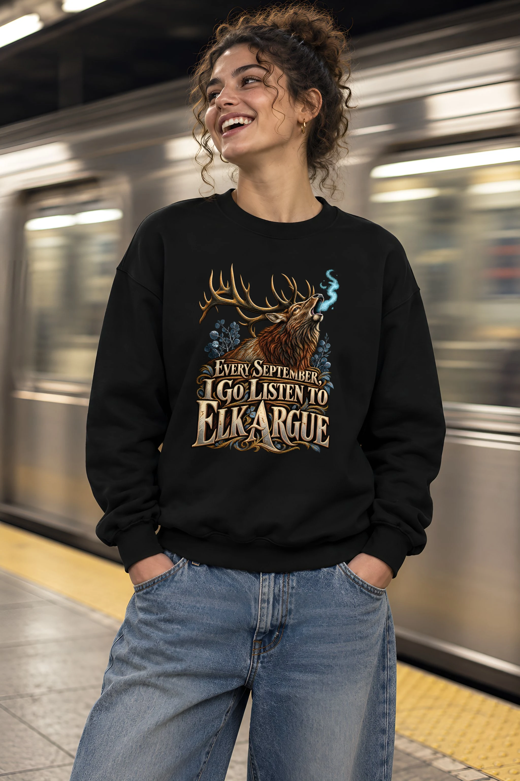 "Every September Elk Argue" Heavy Blend Unisex Crewneck Sweatshirt