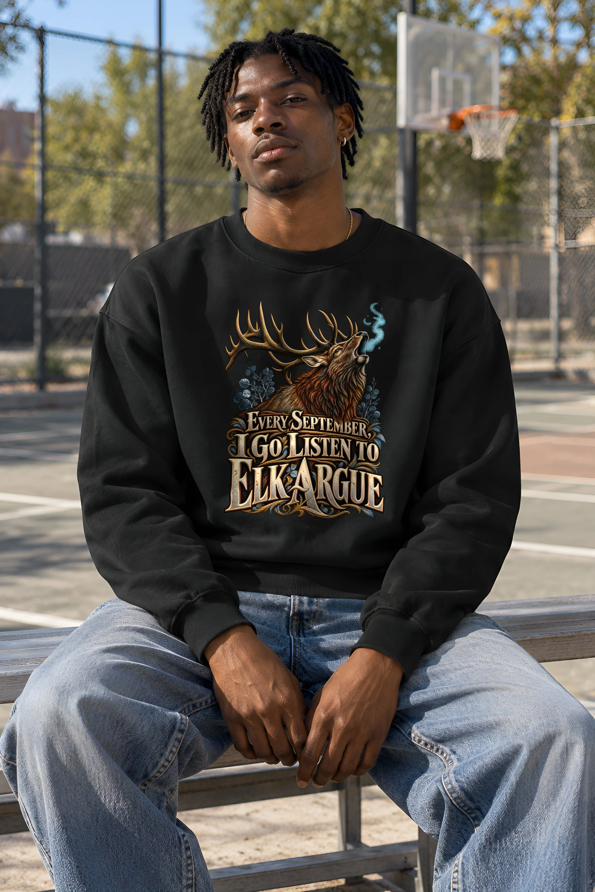 "Every September Elk Argue" Heavy Blend Unisex Crewneck Sweatshirt