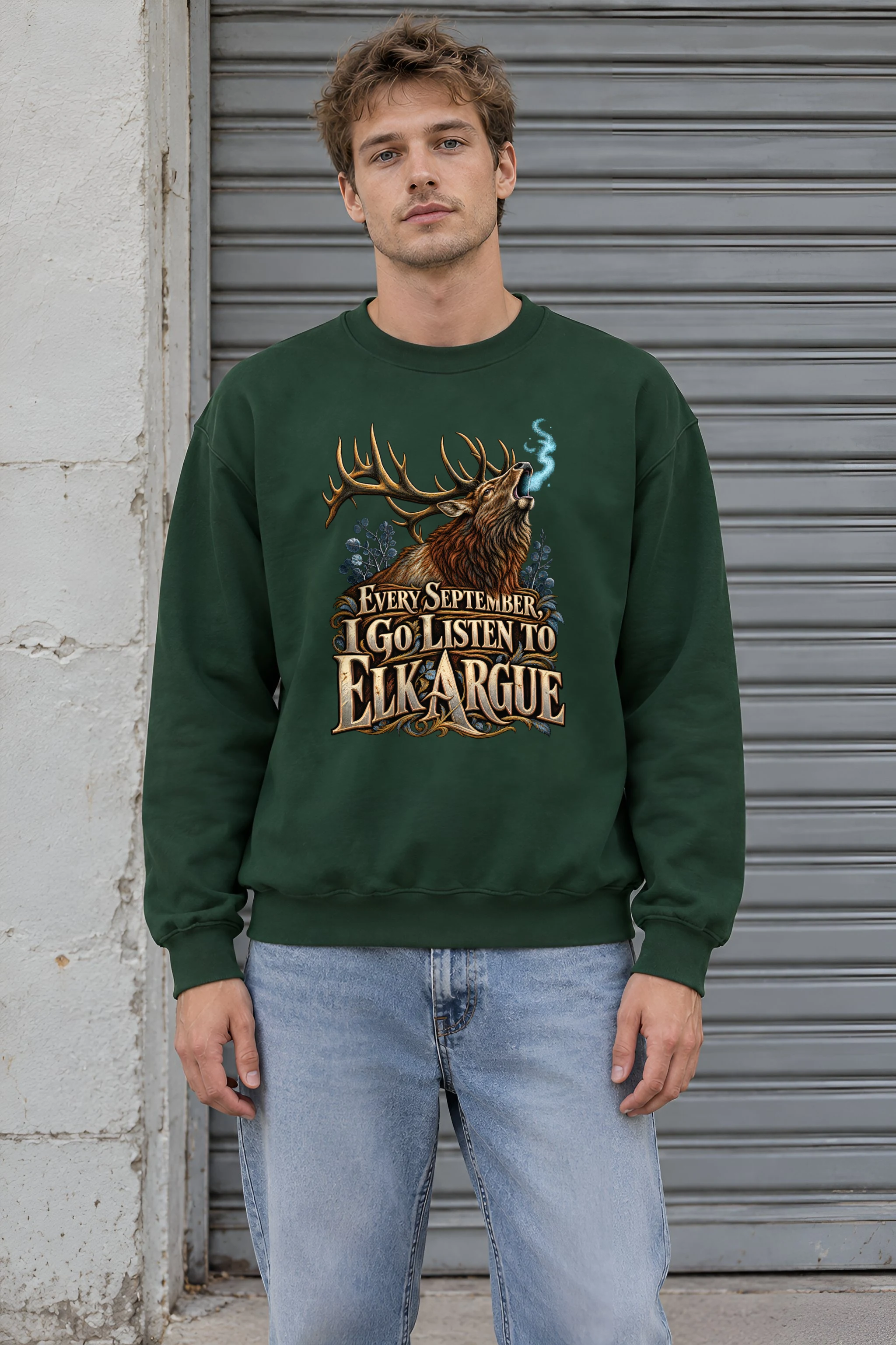 "Every September Elk Argue" Heavy Blend Unisex Crewneck Sweatshirt