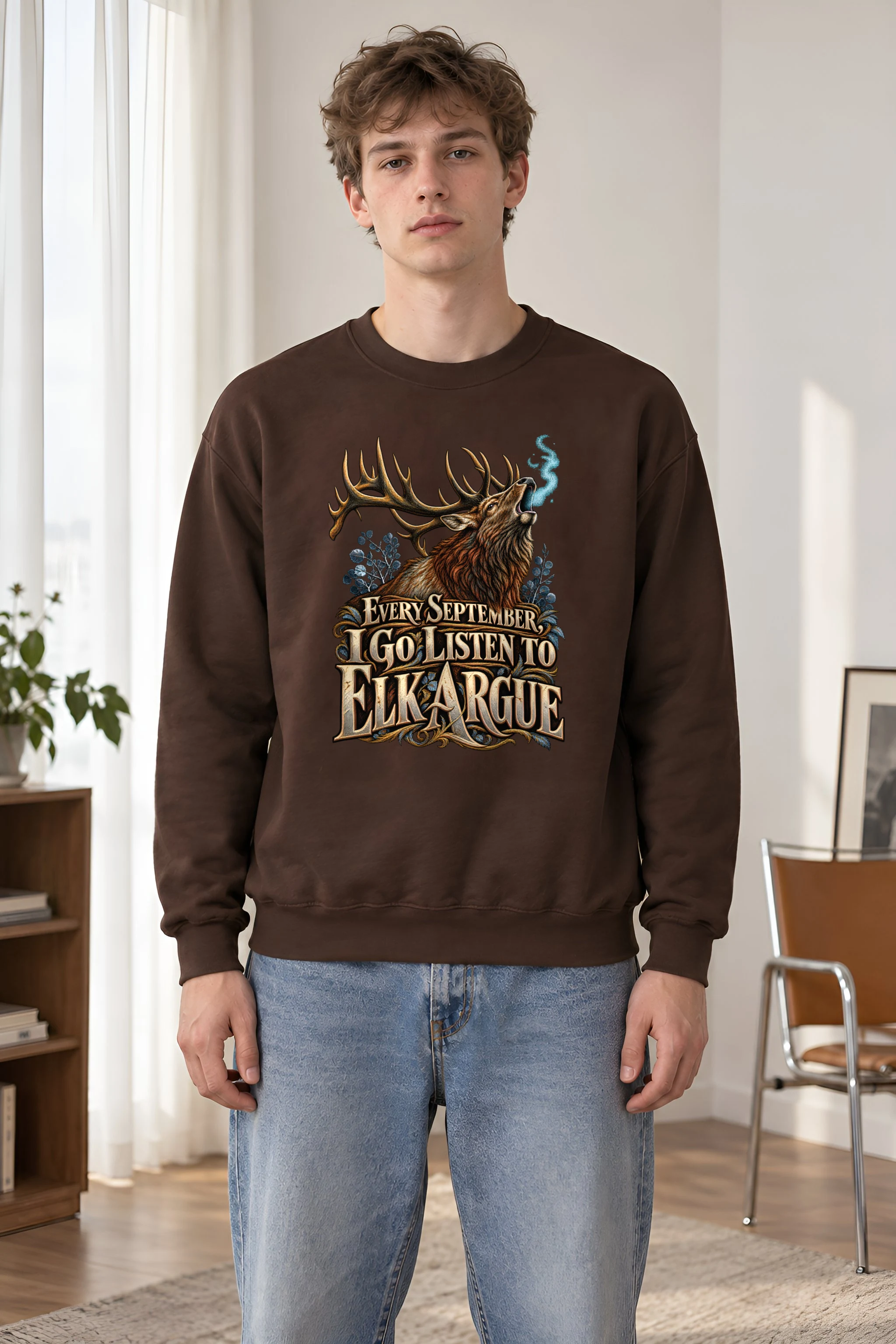 "Every September Elk Argue" 1 Crewneck Sweatshirt