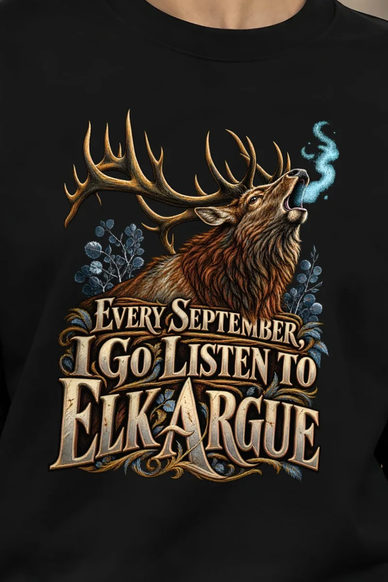 "Every September Elk Argue" Heavy Blend Unisex Crewneck Sweatshirt - the graphic up close
