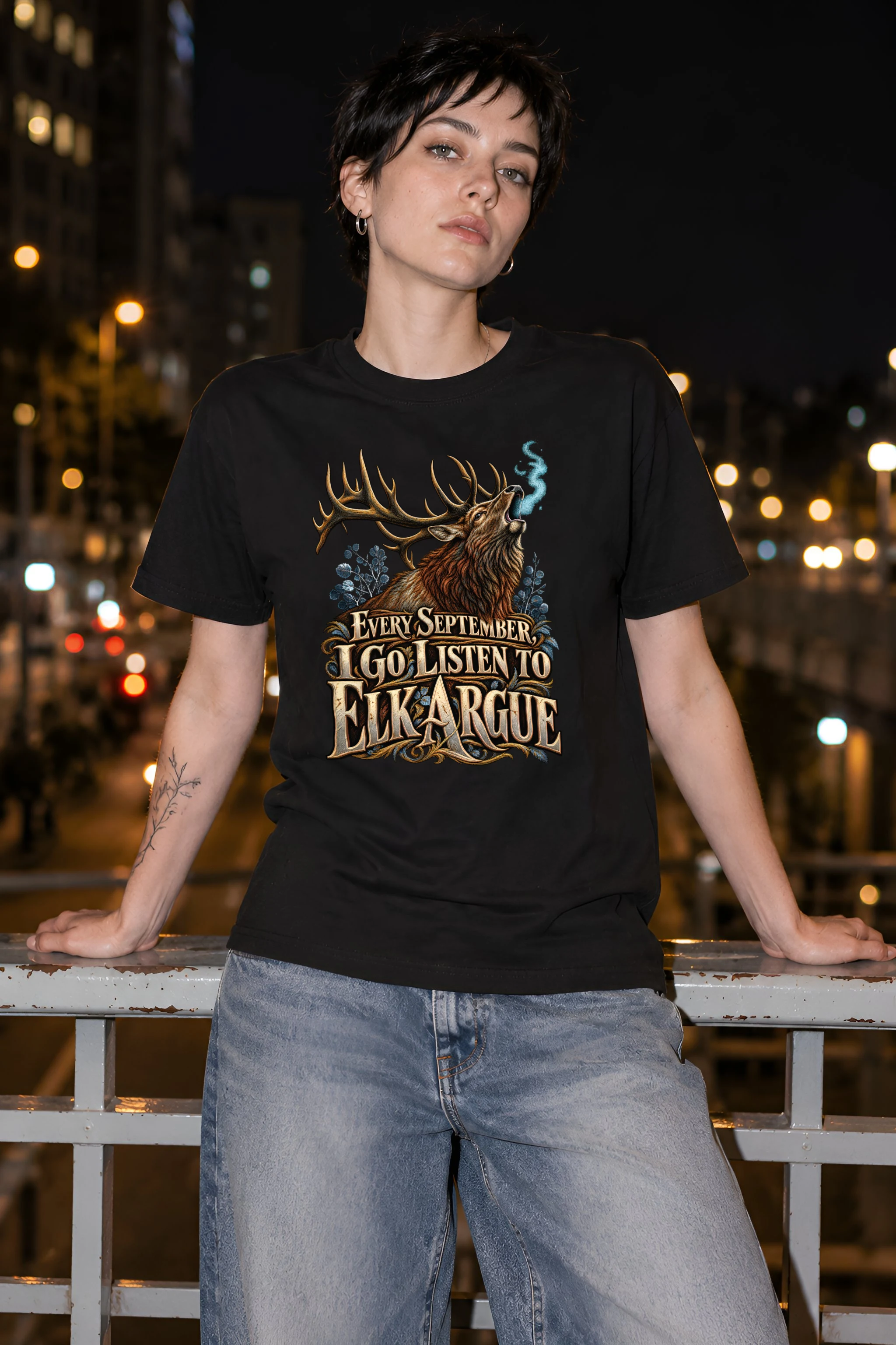 "Every September, Elk Argue" Heavyweight Unisex Crewneck T-shirt