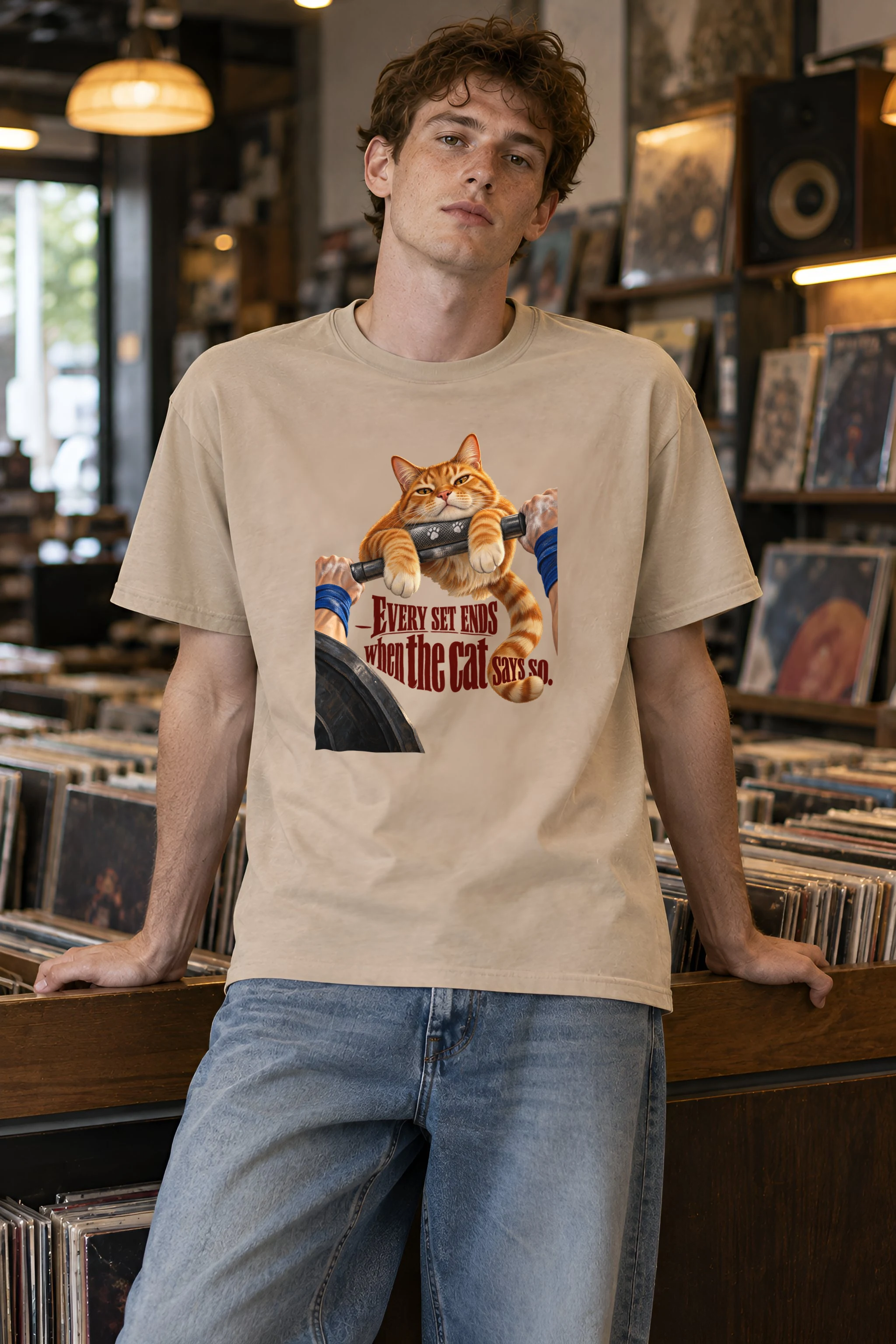 "Every Set Ends Cat" Heavyweight Unisex Crewneck T-shirt