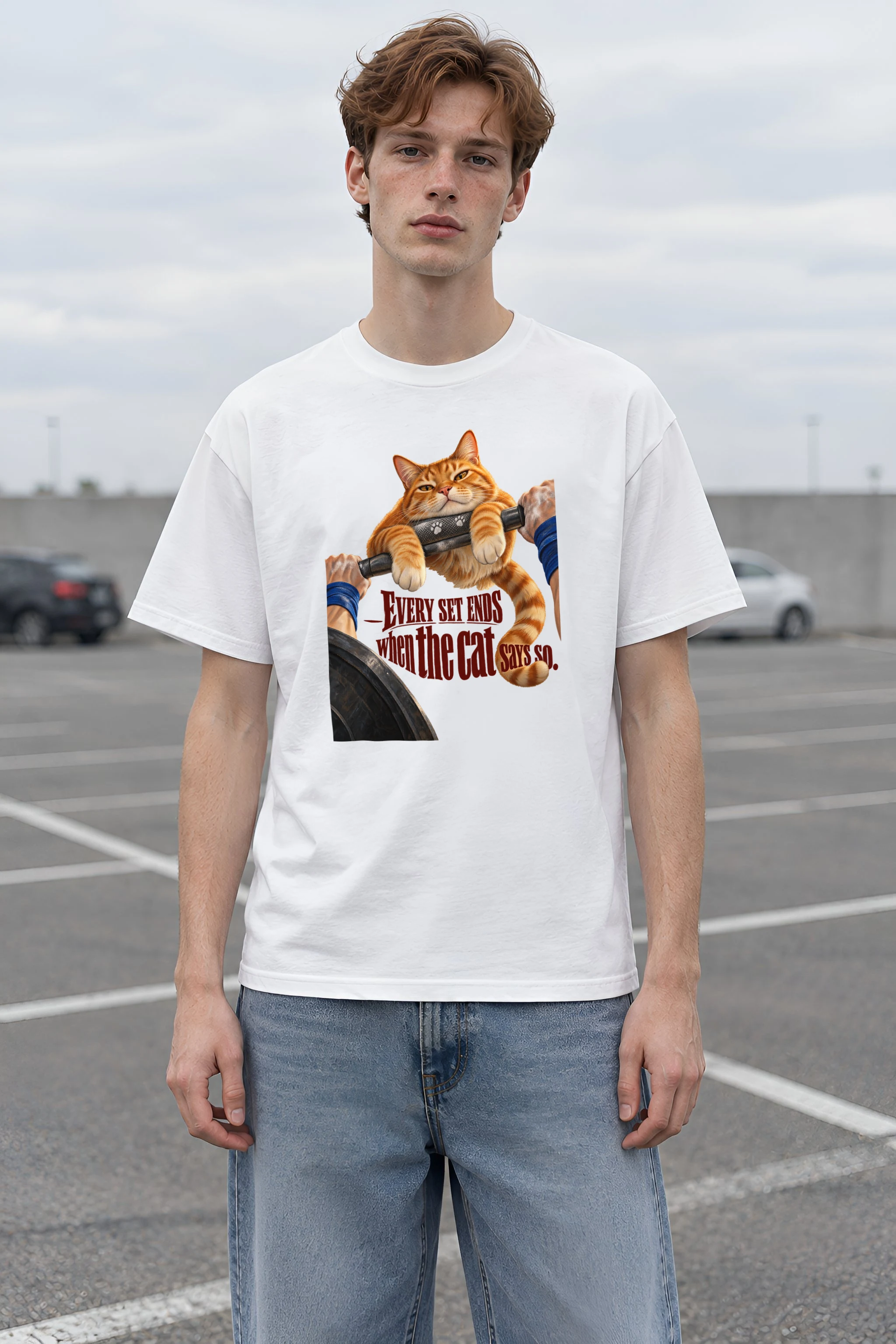 "Every Set Ends Cat" Heavyweight Unisex Crewneck T-shirt