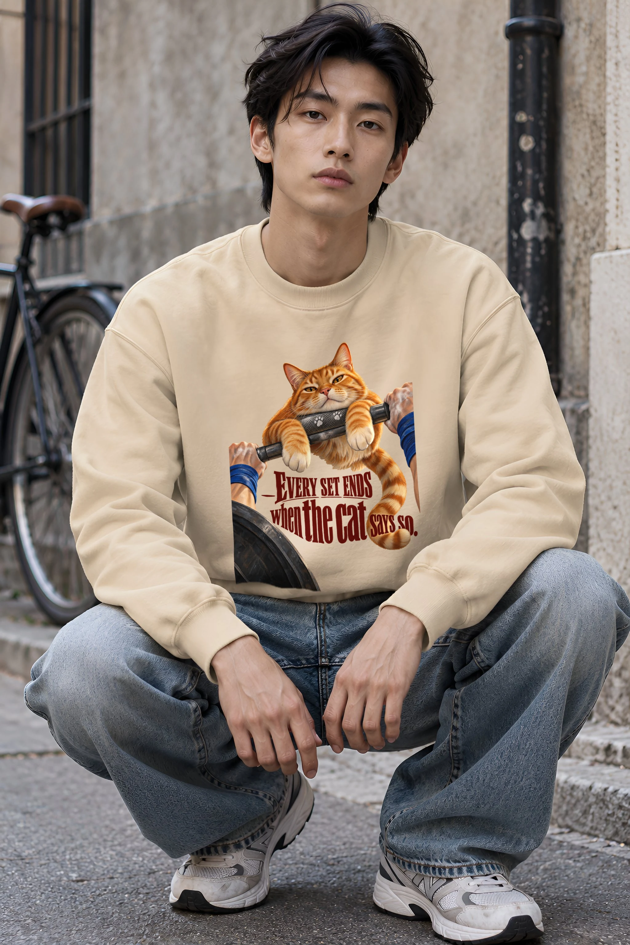 "Every Set Ends Cat Sweatshirt" Unisex Crewneck Sweatshirt