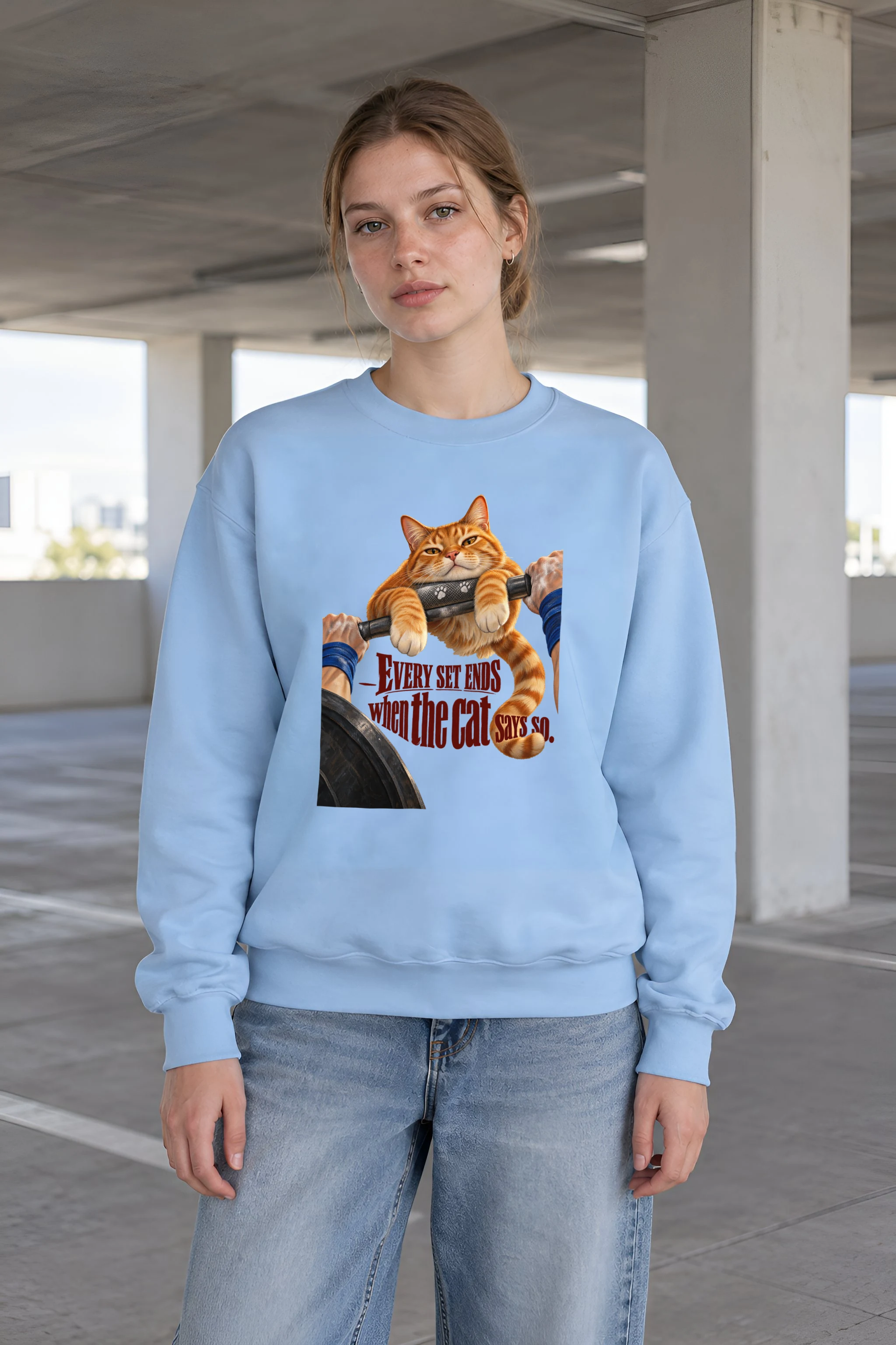 "Every Set Ends Cat Sweatshirt" Unisex Crewneck Sweatshirt