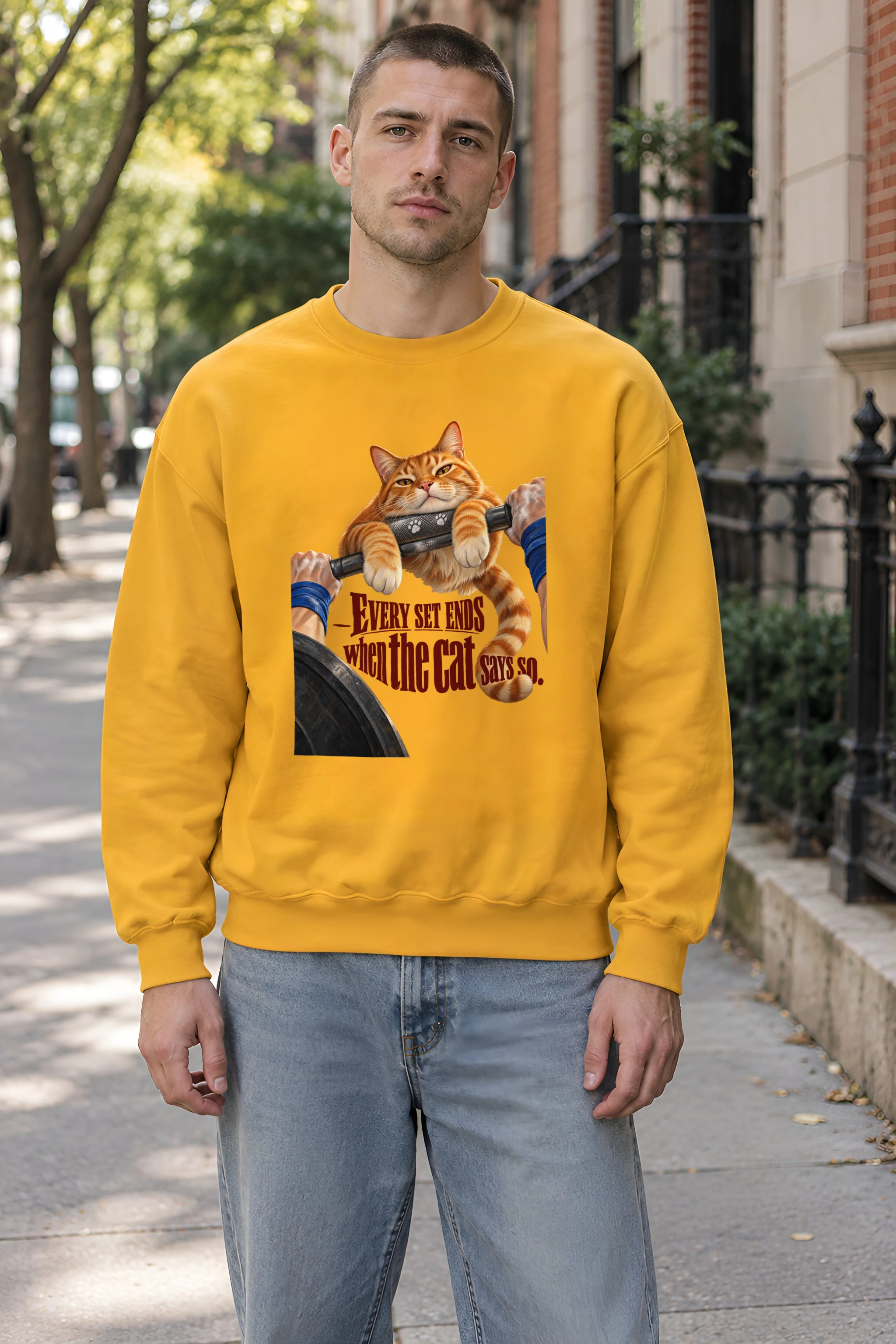 "Every Set Ends Cat Sweatshirt" Unisex Crewneck Sweatshirt
