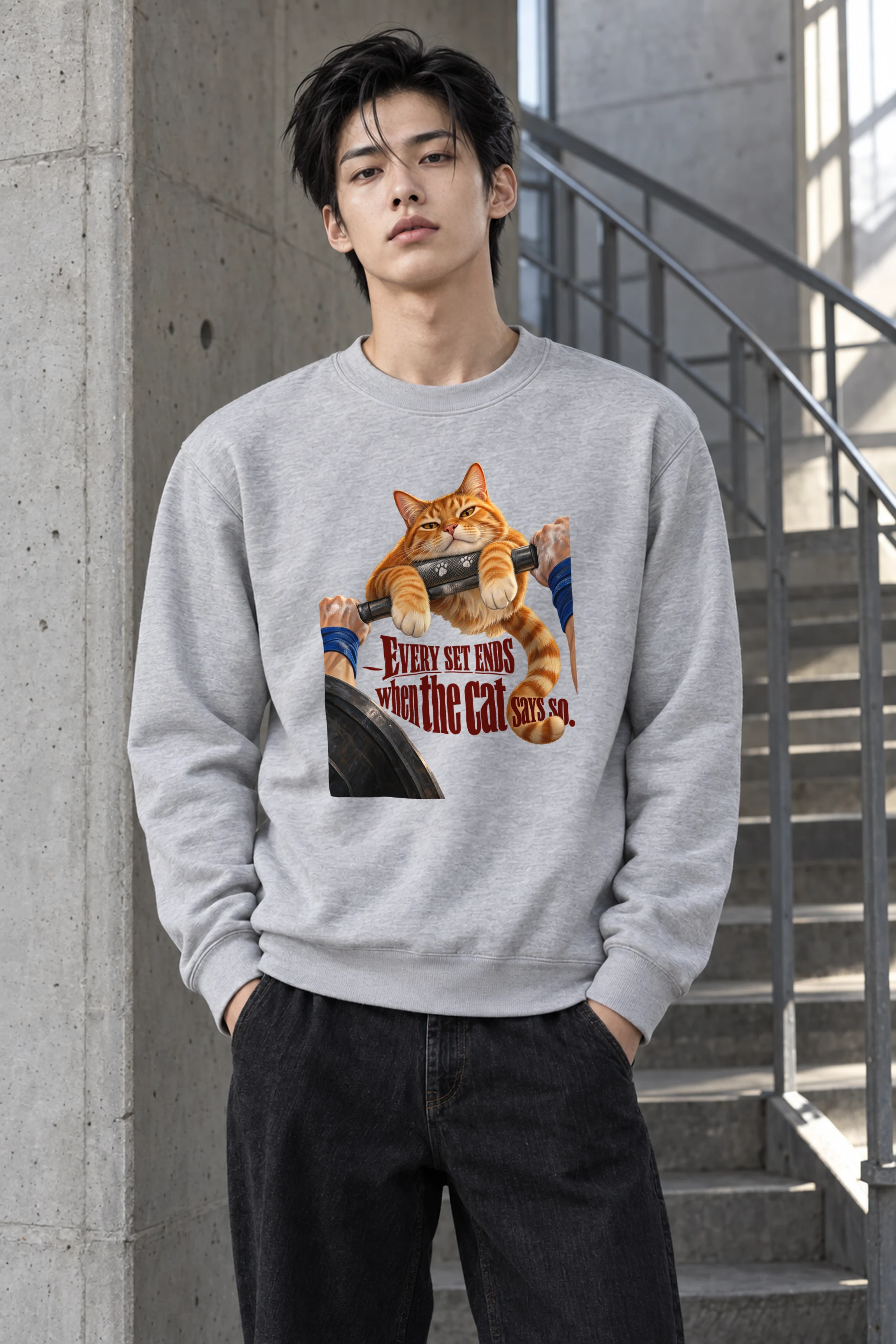 "Every Set Ends Cat Sweatshirt" Unisex Crewneck Sweatshirt