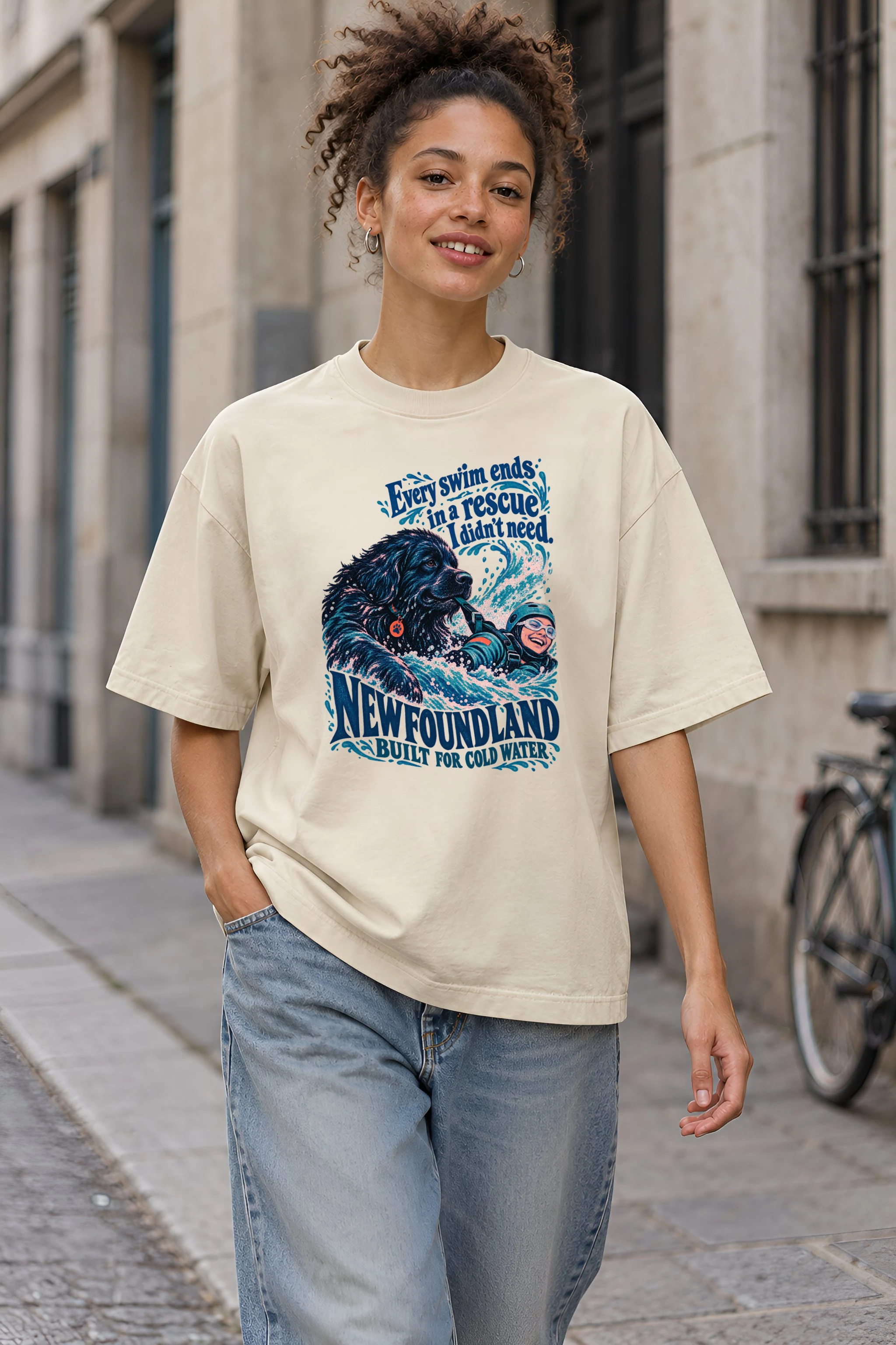 "Every Swim Ends in a Rescue" Unisex Oversized Heavyweight Crewneck T-Shirt