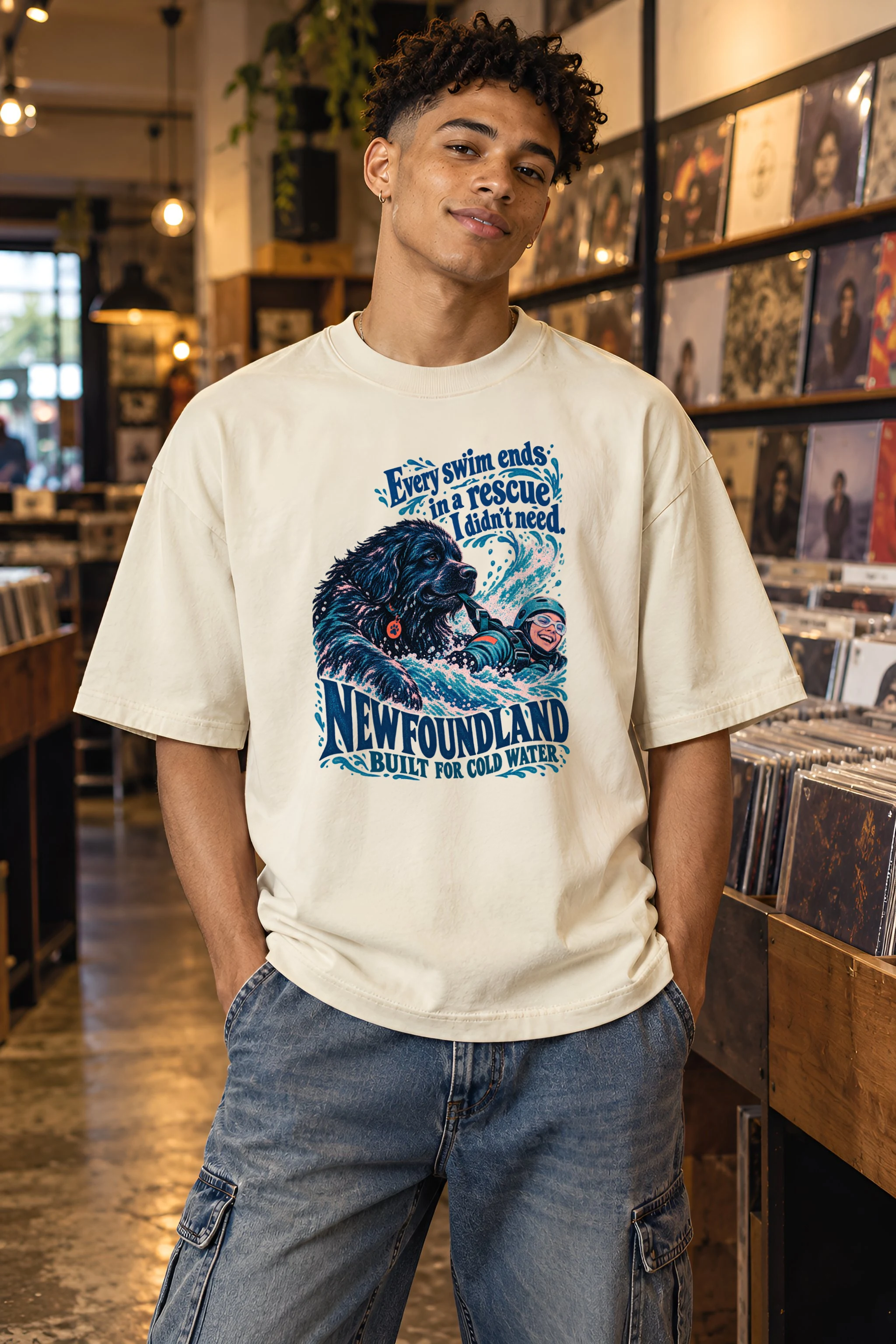 "Every Swim Ends in a Rescue" Unisex Oversized Heavyweight Crewneck T-Shirt