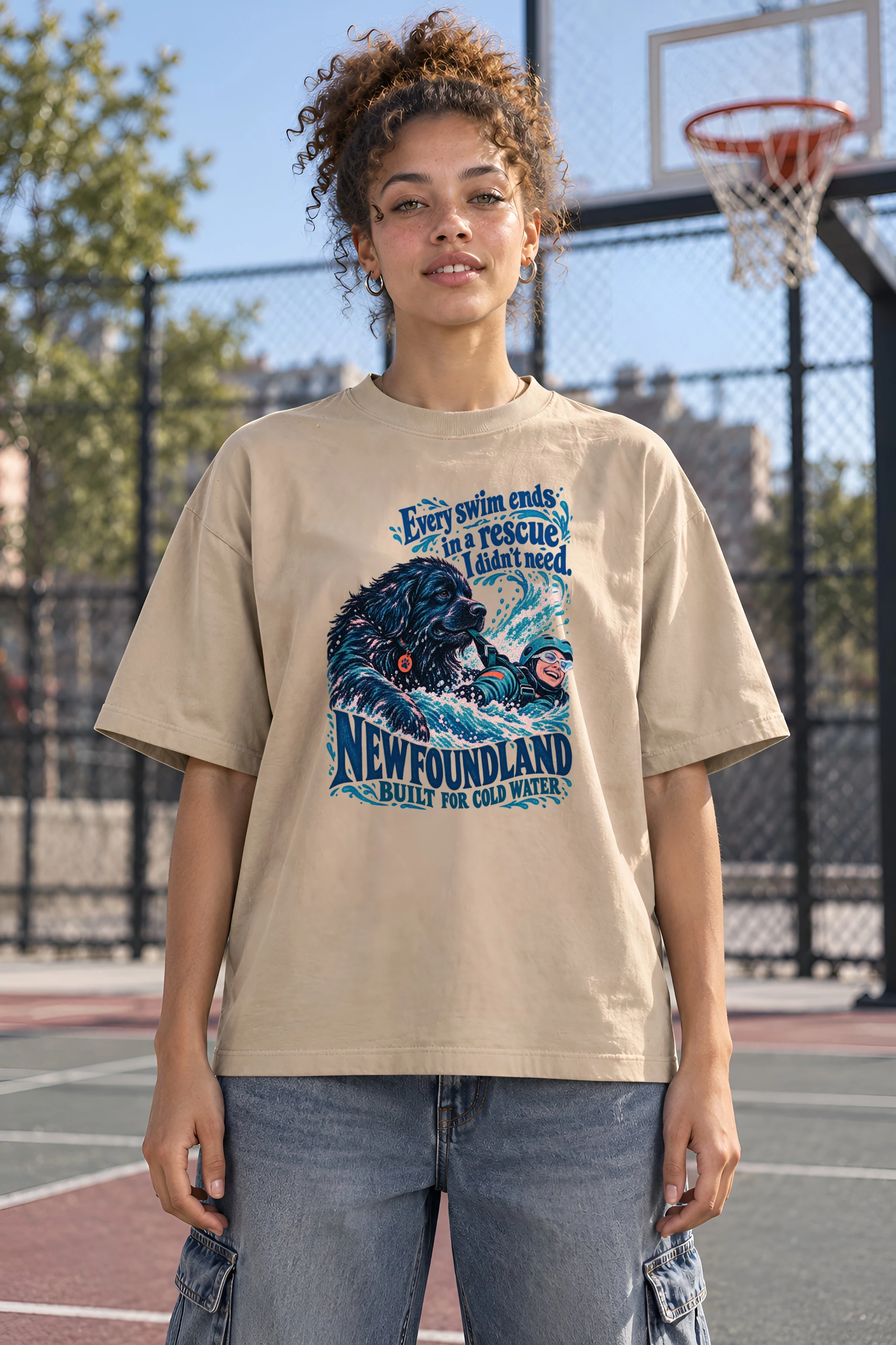 "Every Swim Ends in a Rescue" Unisex Oversized Heavyweight Crewneck T-Shirt