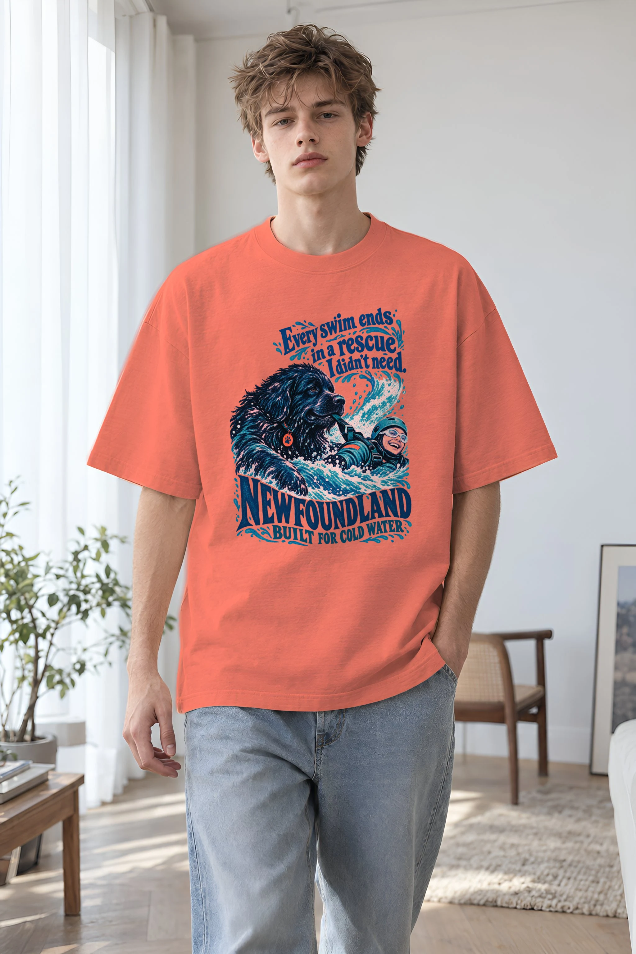 "Every Swim Ends in a Rescue" Unisex Oversized Heavyweight Crewneck T-Shirt