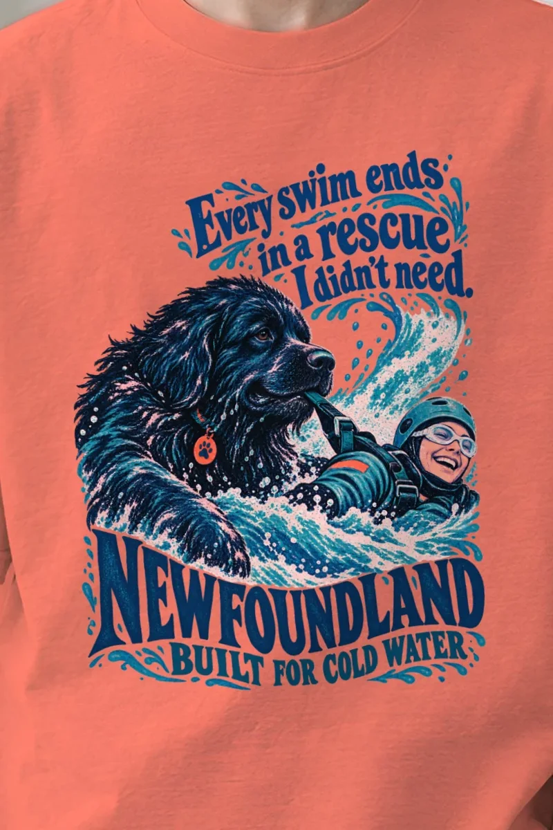 "Every Swim Ends in a Rescue" Unisex Oversized Heavyweight Crewneck T-Shirt - the graphic up close