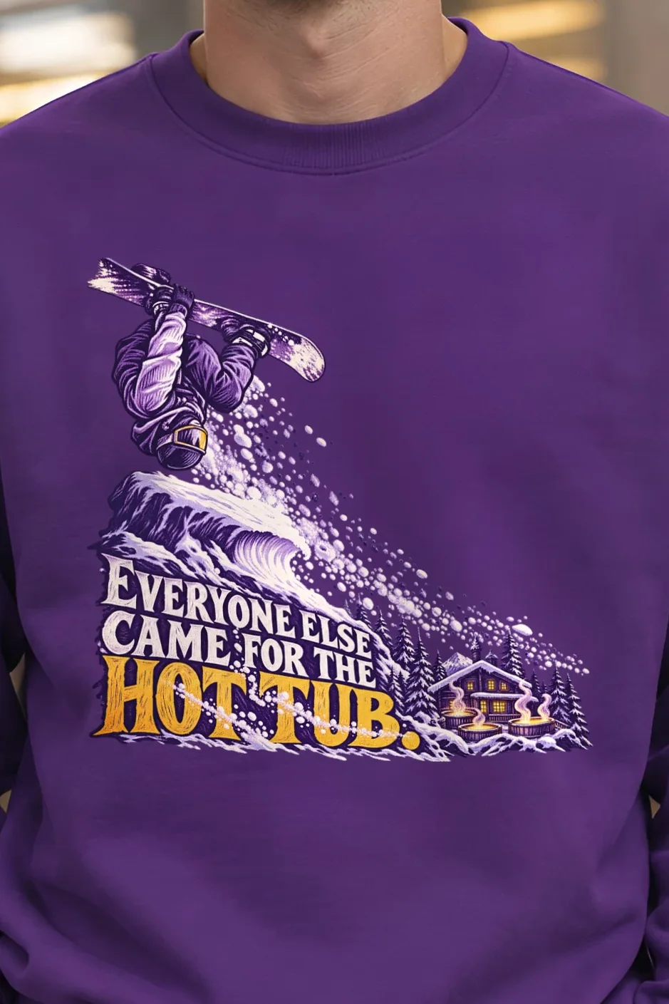 "Everyone Else Came for the Hot Tub" Unisex Crewneck Sweatshirt - the graphic up close