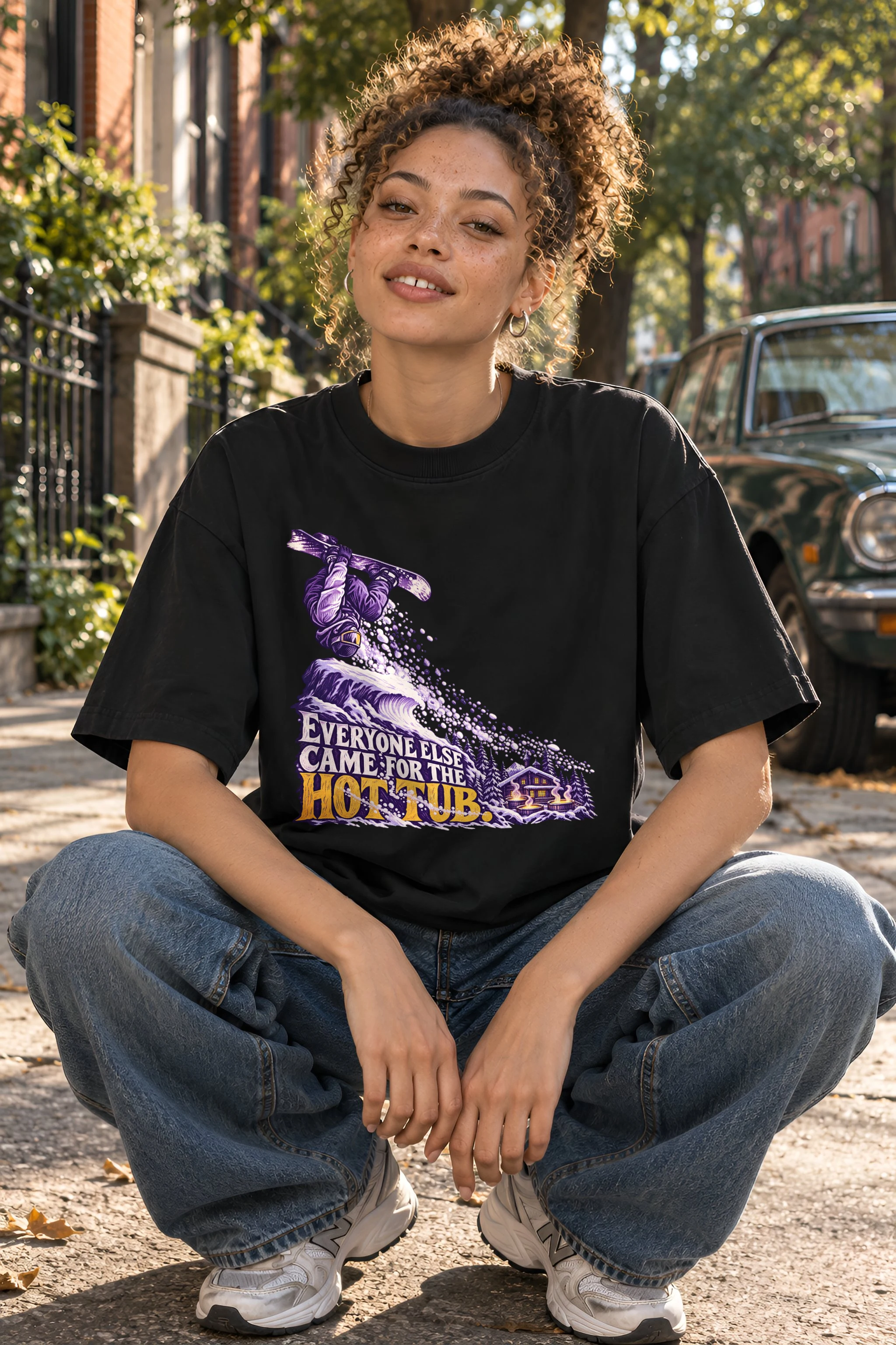 "Everyone Else Came for the Hot Tub" Unisex Oversized Heavyweight Crewneck T-Shirt