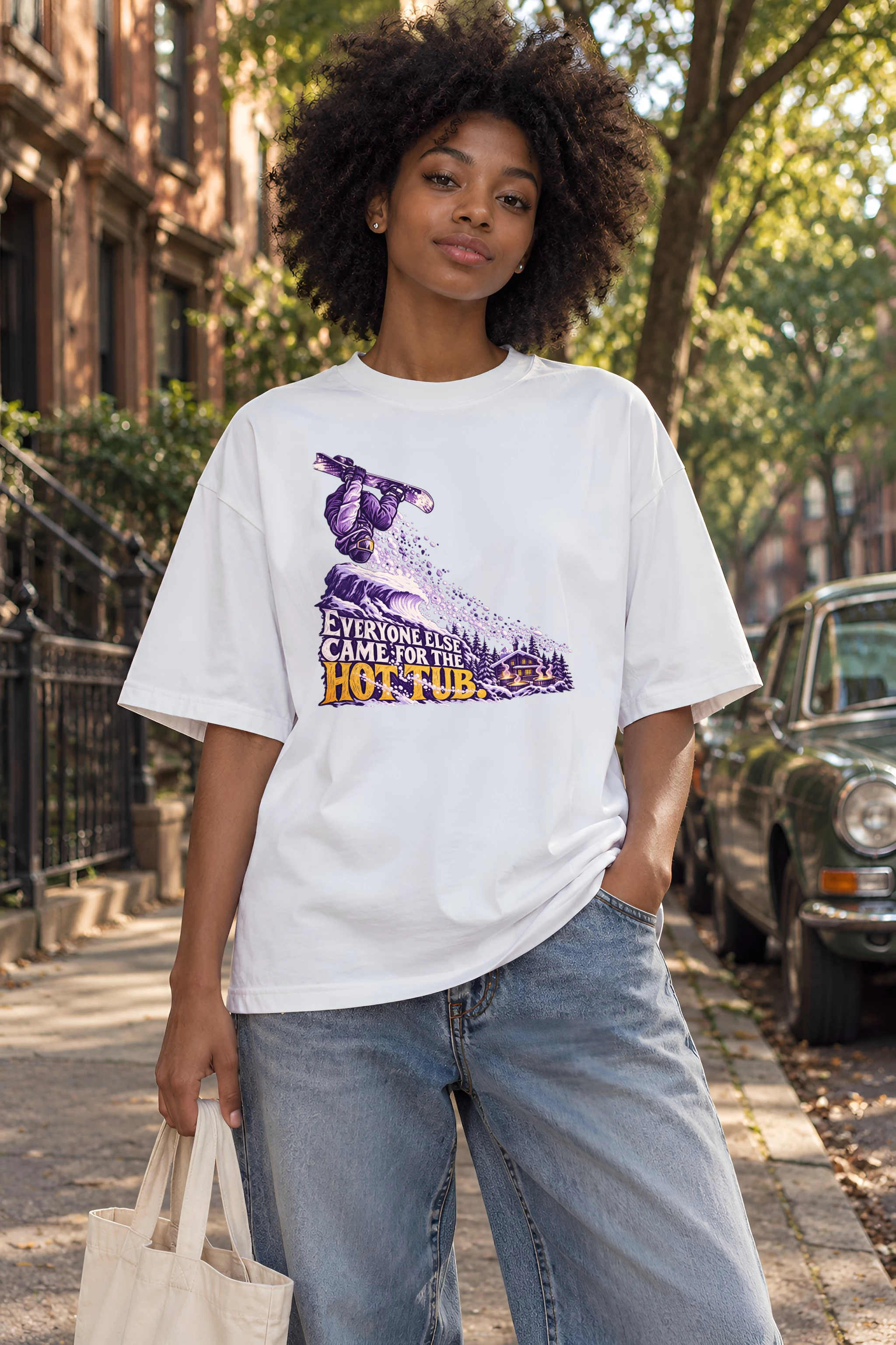 "Everyone Else Came for the Hot Tub" Unisex Oversized Heavyweight Crewneck T-Shirt