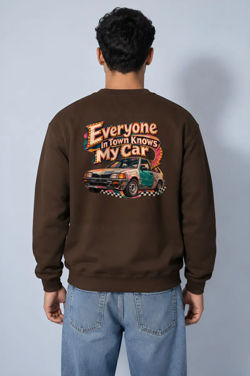 “Everyone in Town Knows My Car” Heavy Blend Unisex Crewneck Sweatshirt