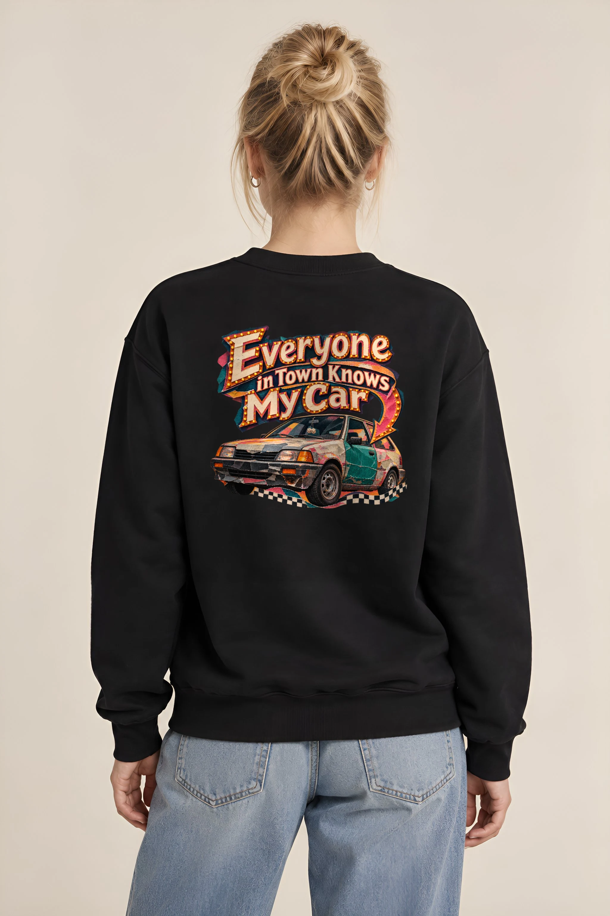 "Everyone in Town Knows My Car" Heavy Blend Unisex Crewneck Sweatshirt