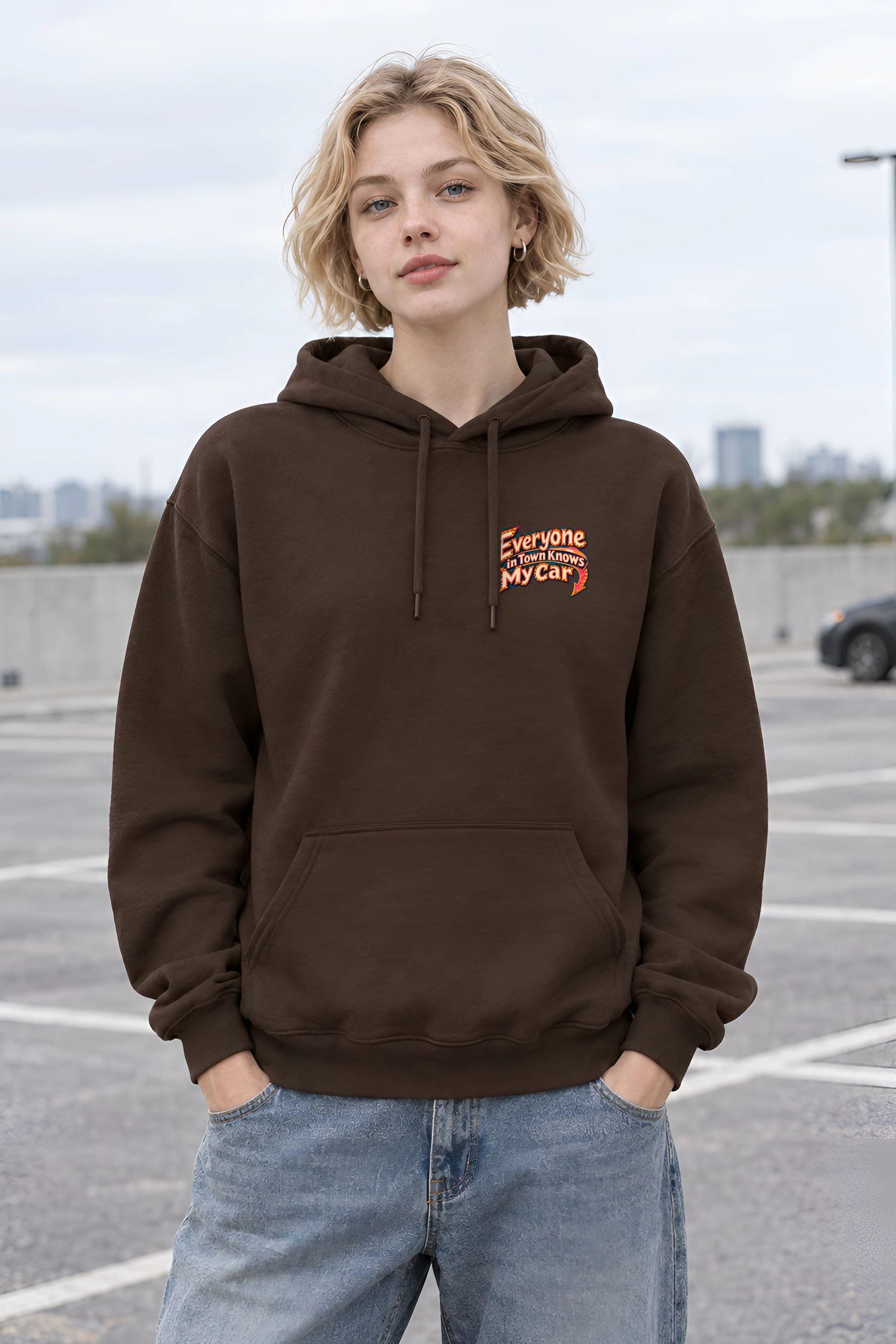 "Everyone in Town Knows My Car" Heavy Blend Unisex Pullover Hoodie