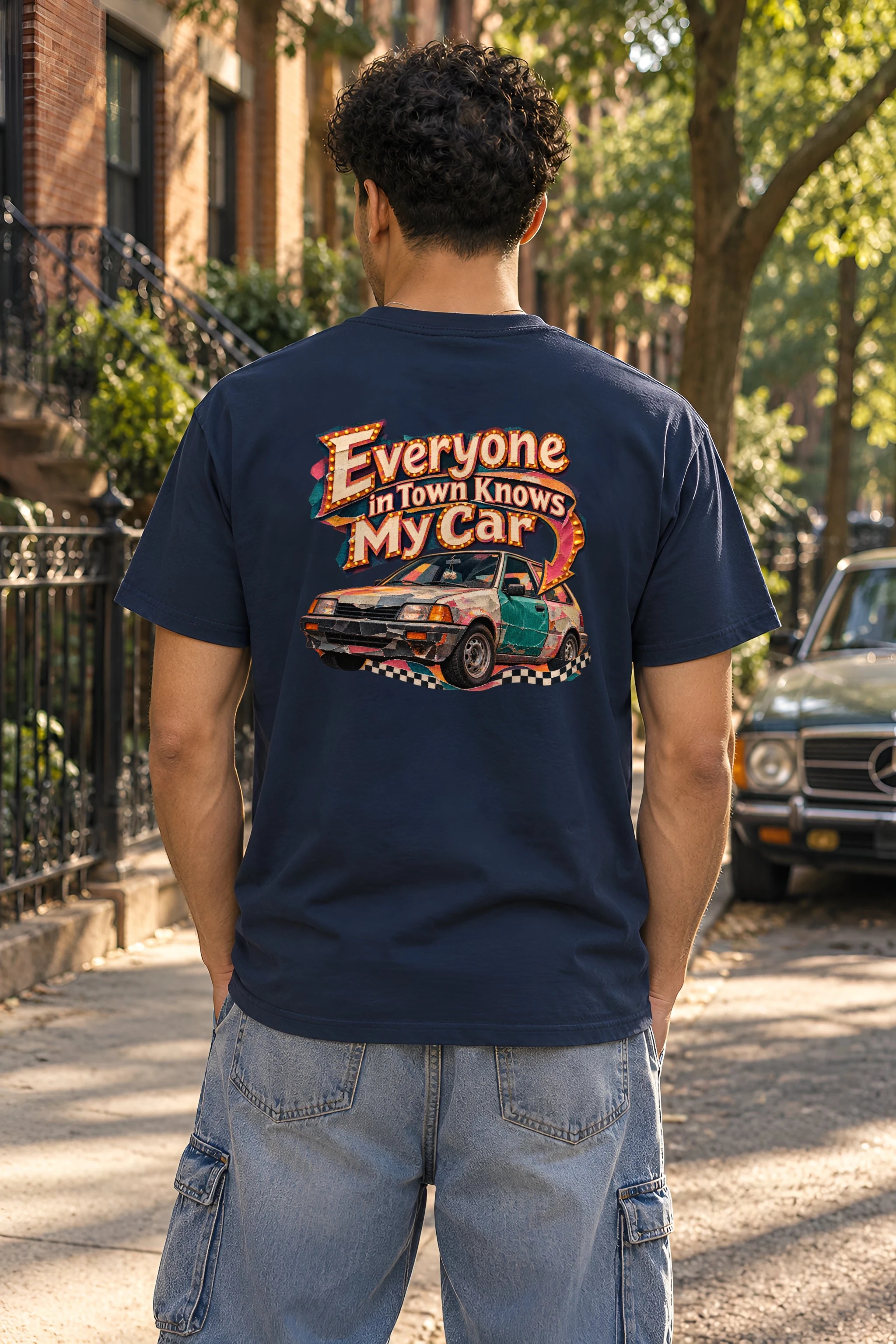 "Everyone in Town Knows My Car" Heavyweight Unisex Crewneck T-shirt