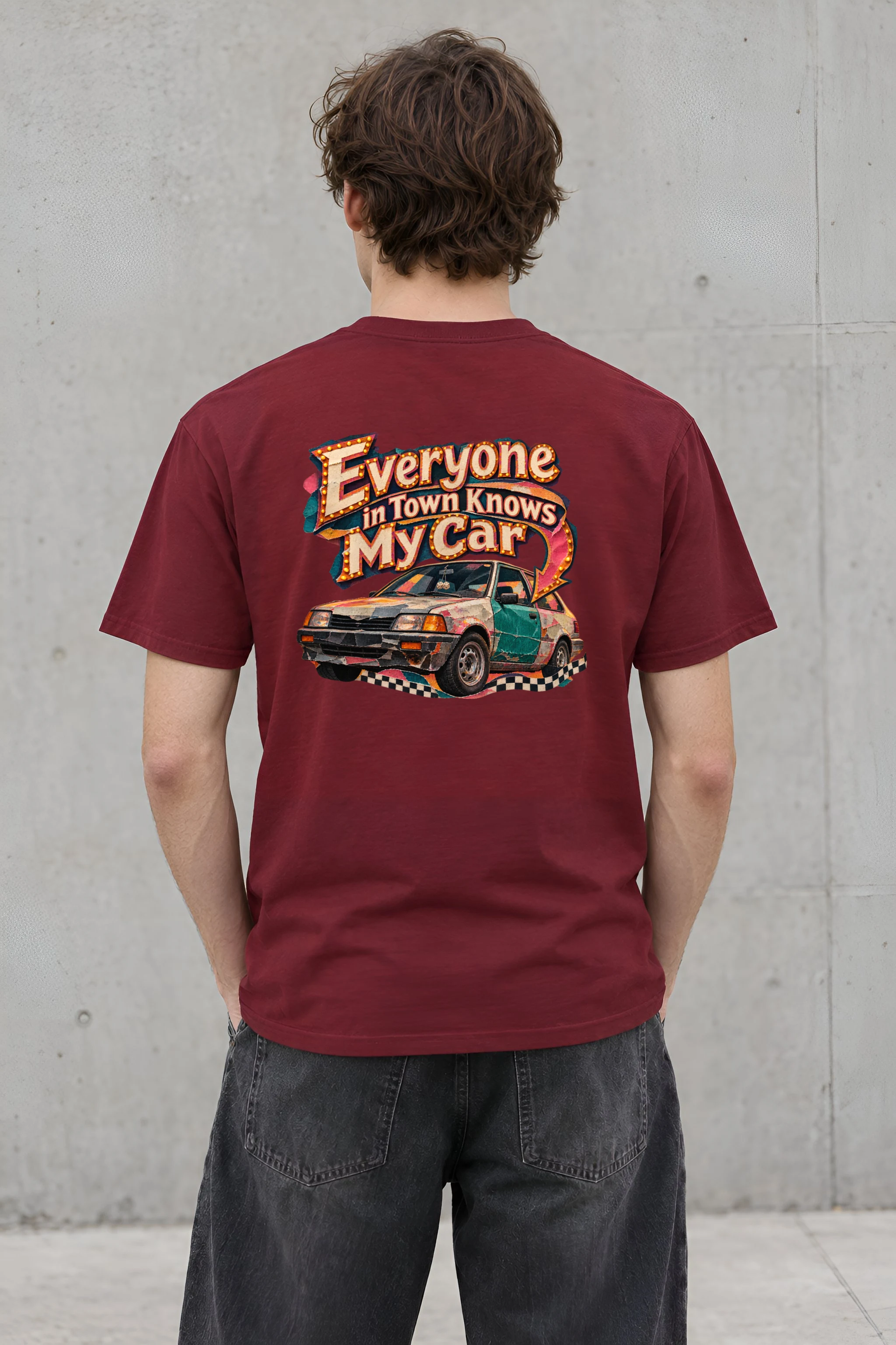 "Everyone in Town Knows My Car" Heavyweight Unisex Crewneck T-shirt