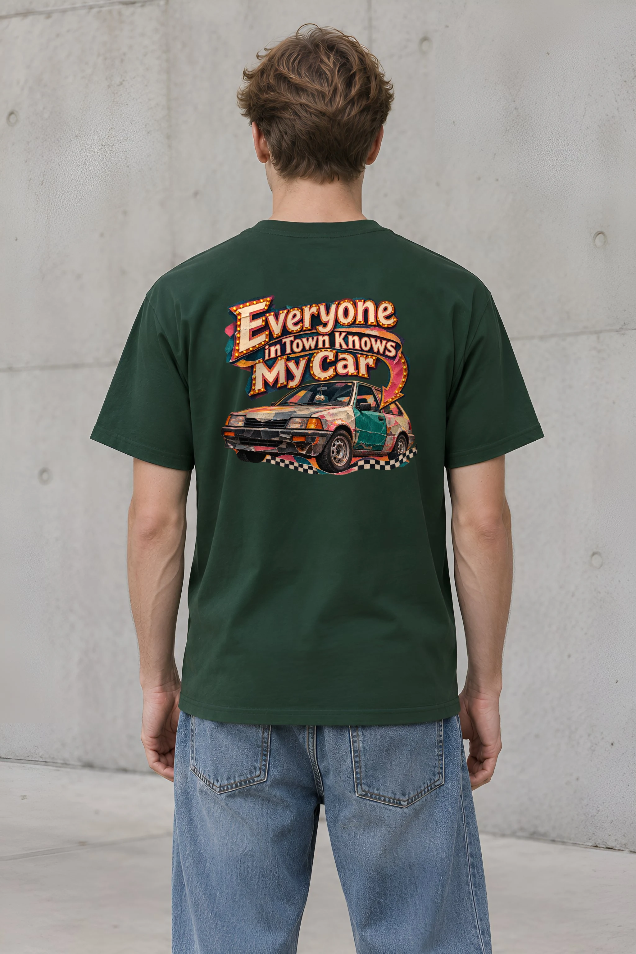 "Everyone in Town Knows My Car" Heavyweight Unisex Crewneck T-shirt
