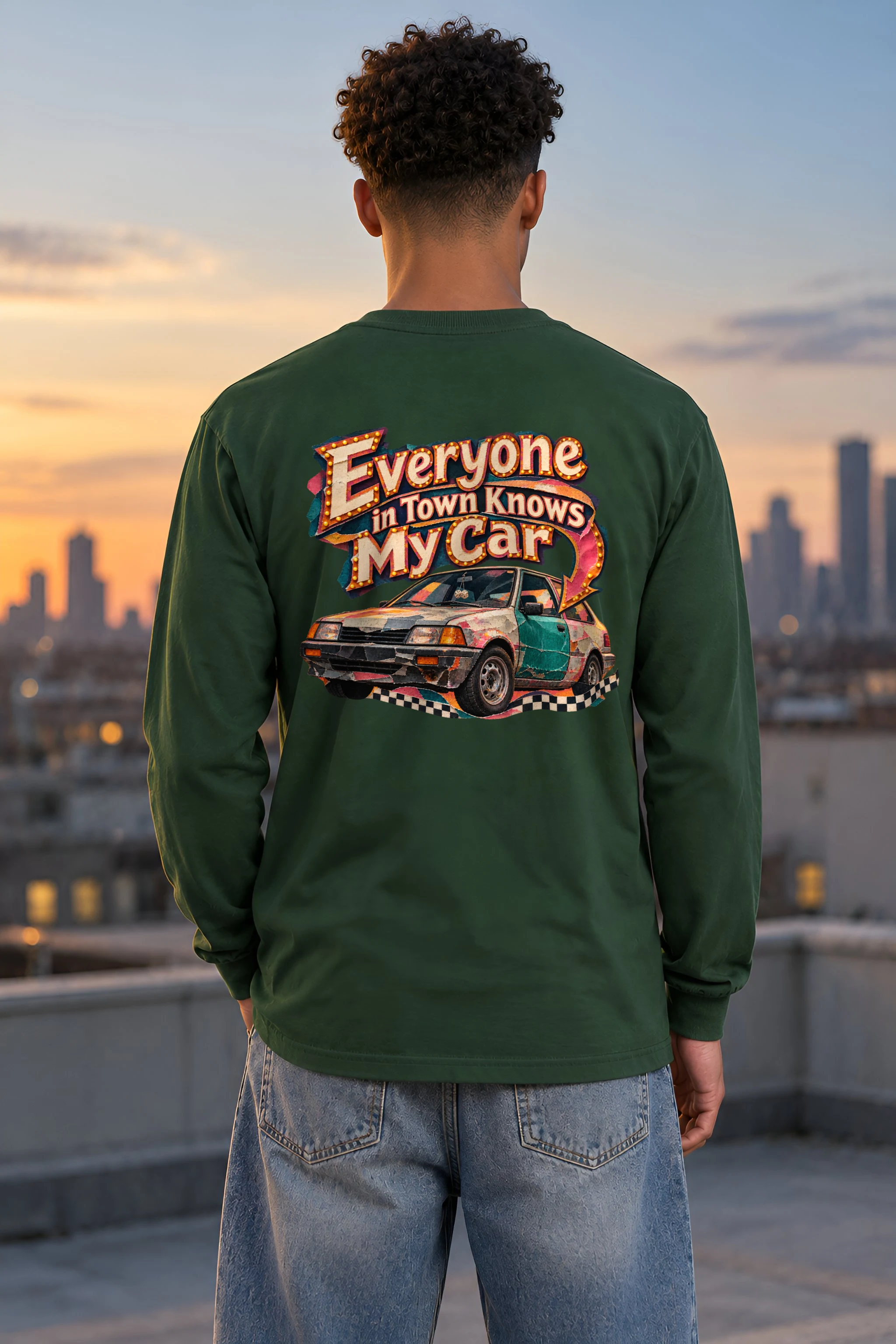 "Everyone in Town Knows My Car" Unisex Longsleeve T-shirt