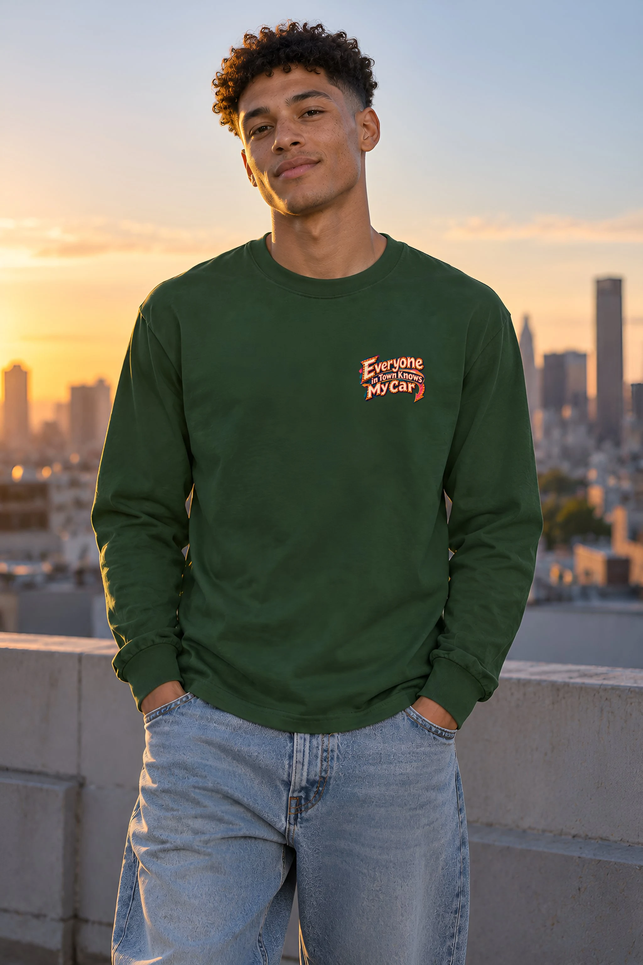 "Everyone in Town Knows My Car" Unisex Longsleeve T-shirt