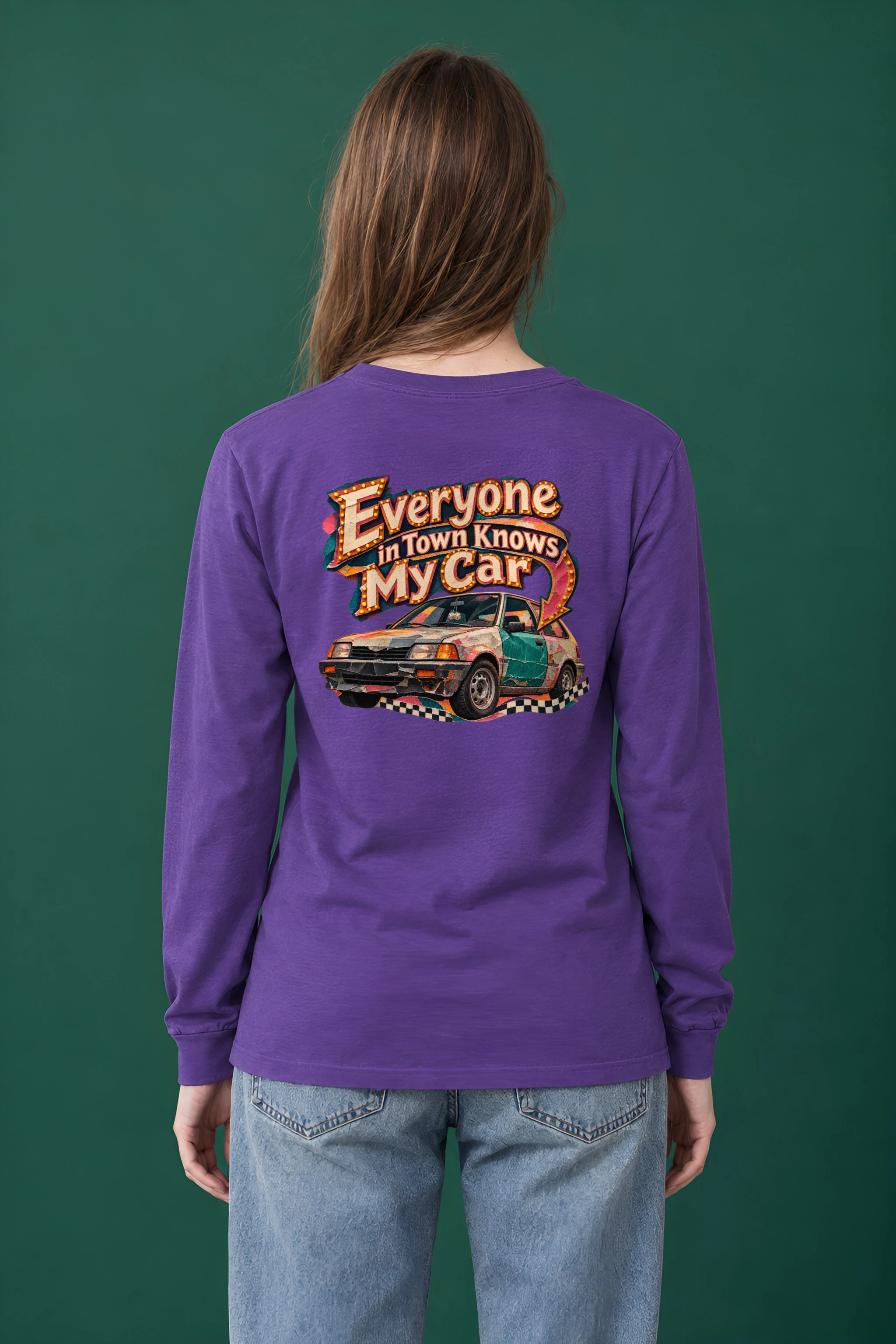 "Everyone in Town Knows My Car" Unisex Longsleeve T-shirt