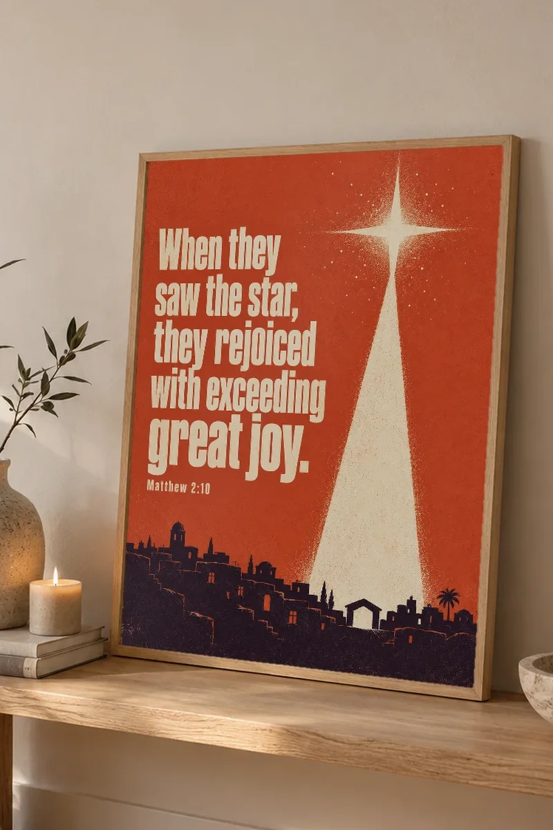 "Exceeding Great Joy" Premium Wooden Framed Poster - the graphic up close