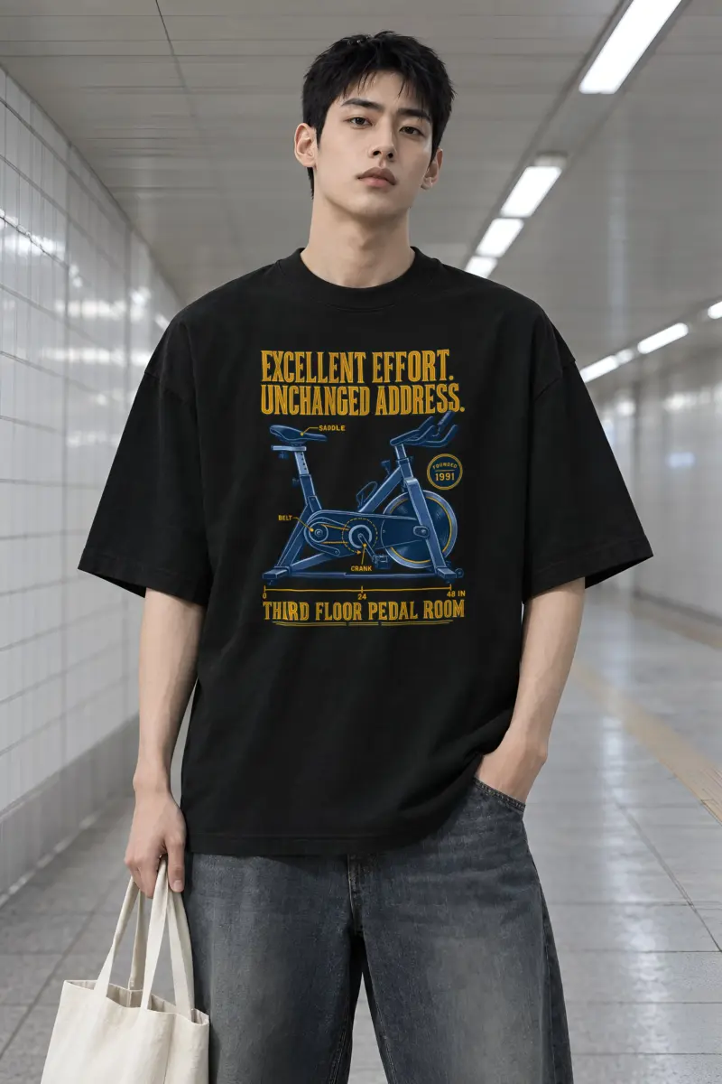 "Excellent Effort Unchanged Address" Men's Oversized Heavyweight Crewneck T-Shirt
