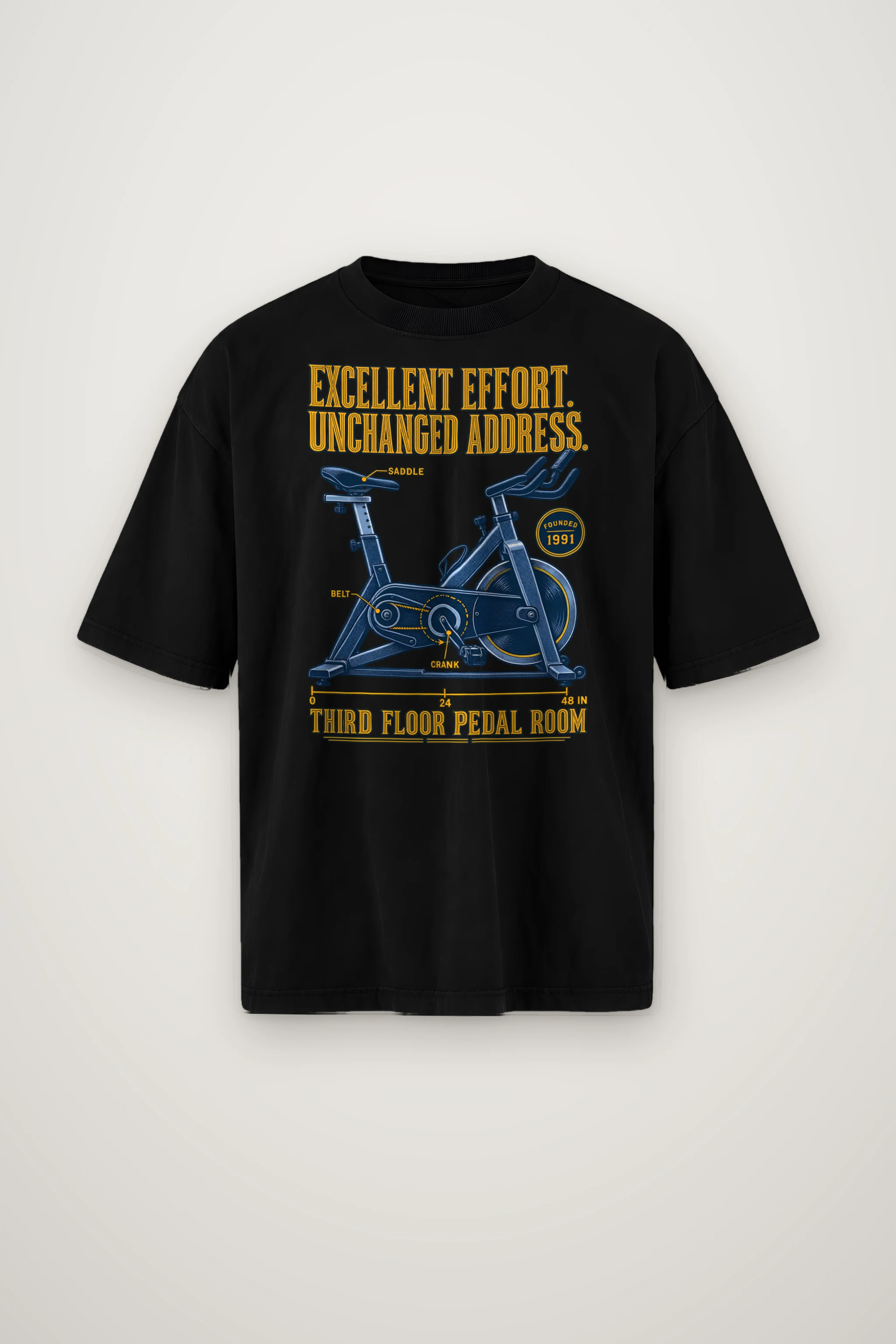"Excellent Effort Unchanged Address" Men's Oversized Heavyweight Crewneck T-Shirt