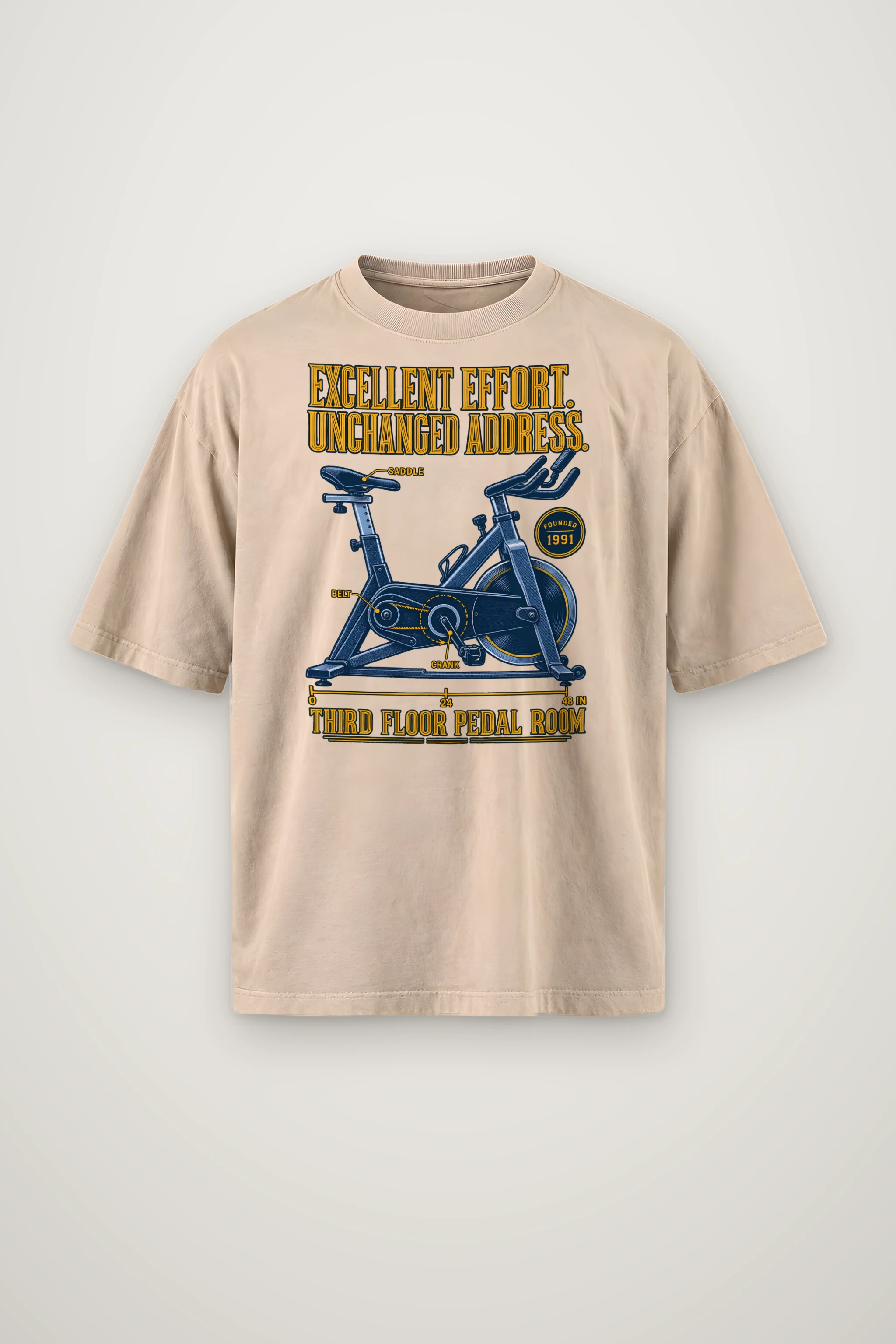 "Excellent Effort Unchanged Address" Men's Oversized Heavyweight Crewneck T-Shirt