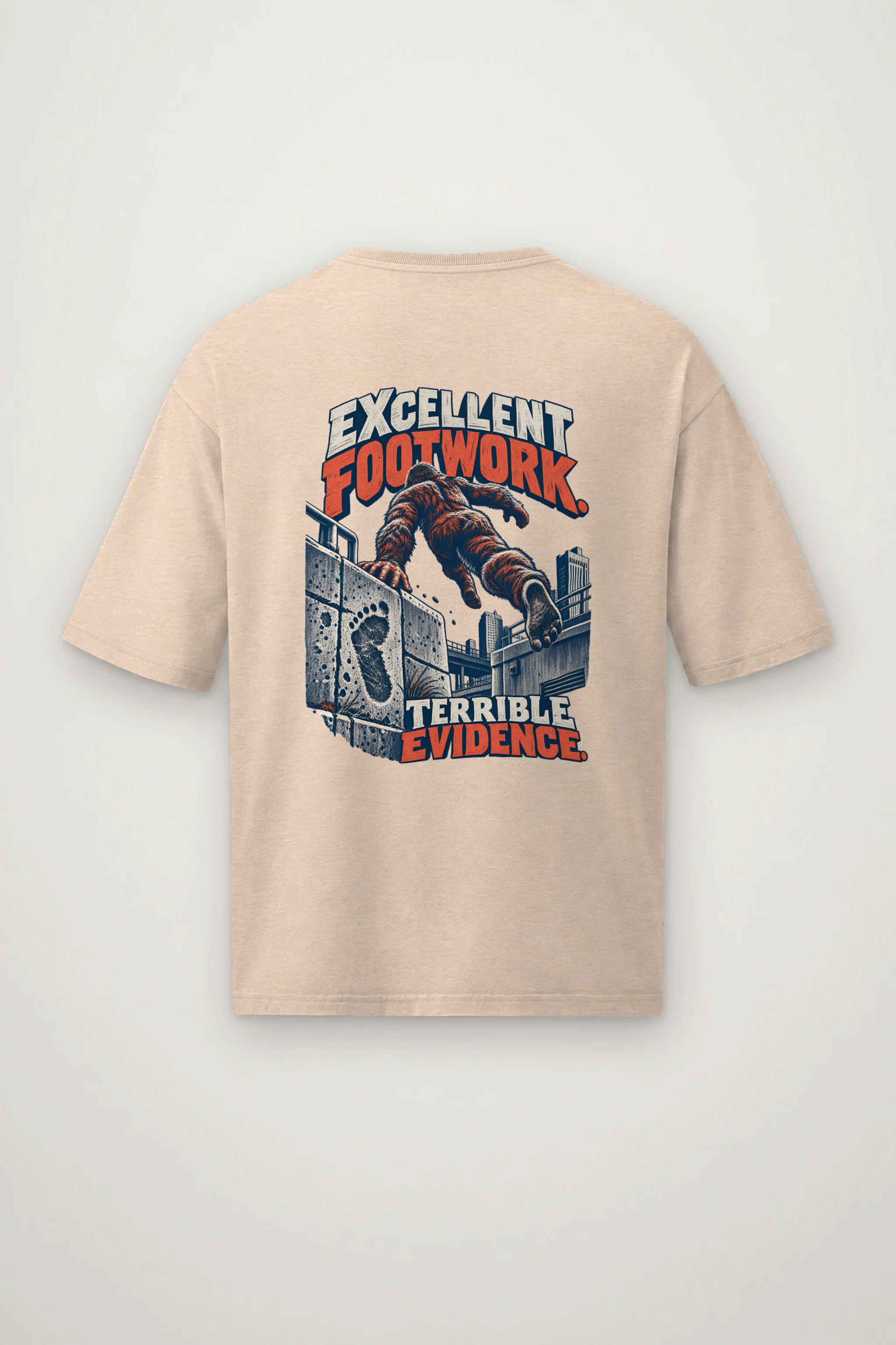 "Excellent Footwork Terrible Evidence" Men's Oversized Heavyweight Crewneck T-Shirt