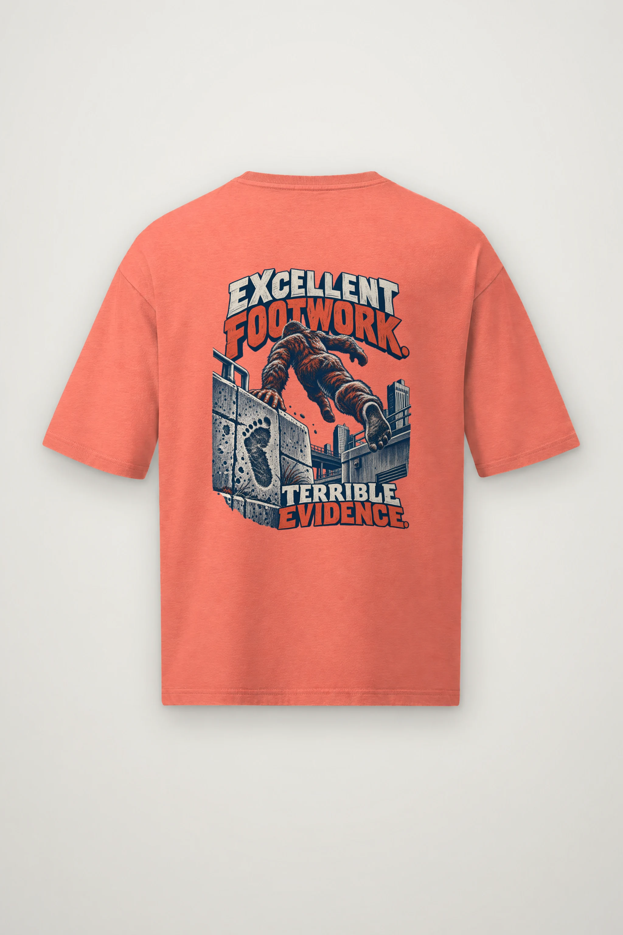"Excellent Footwork Terrible Evidence" Men's Oversized Heavyweight Crewneck T-Shirt