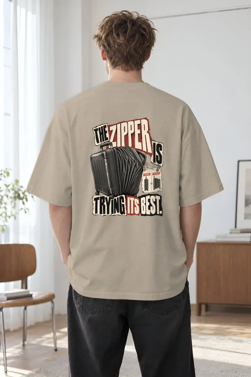 "Expanded Suitcase" Men's Oversized Heavyweight Crewneck T-Shirt